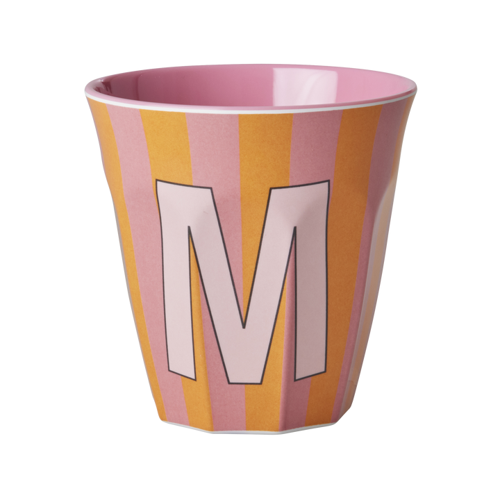 Melamin Buchstabenbecher gestreift, mehrfarbig 