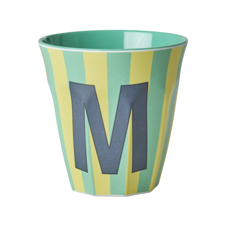 Melamin Buchstabenbecher gestreift, mehrfarbig 