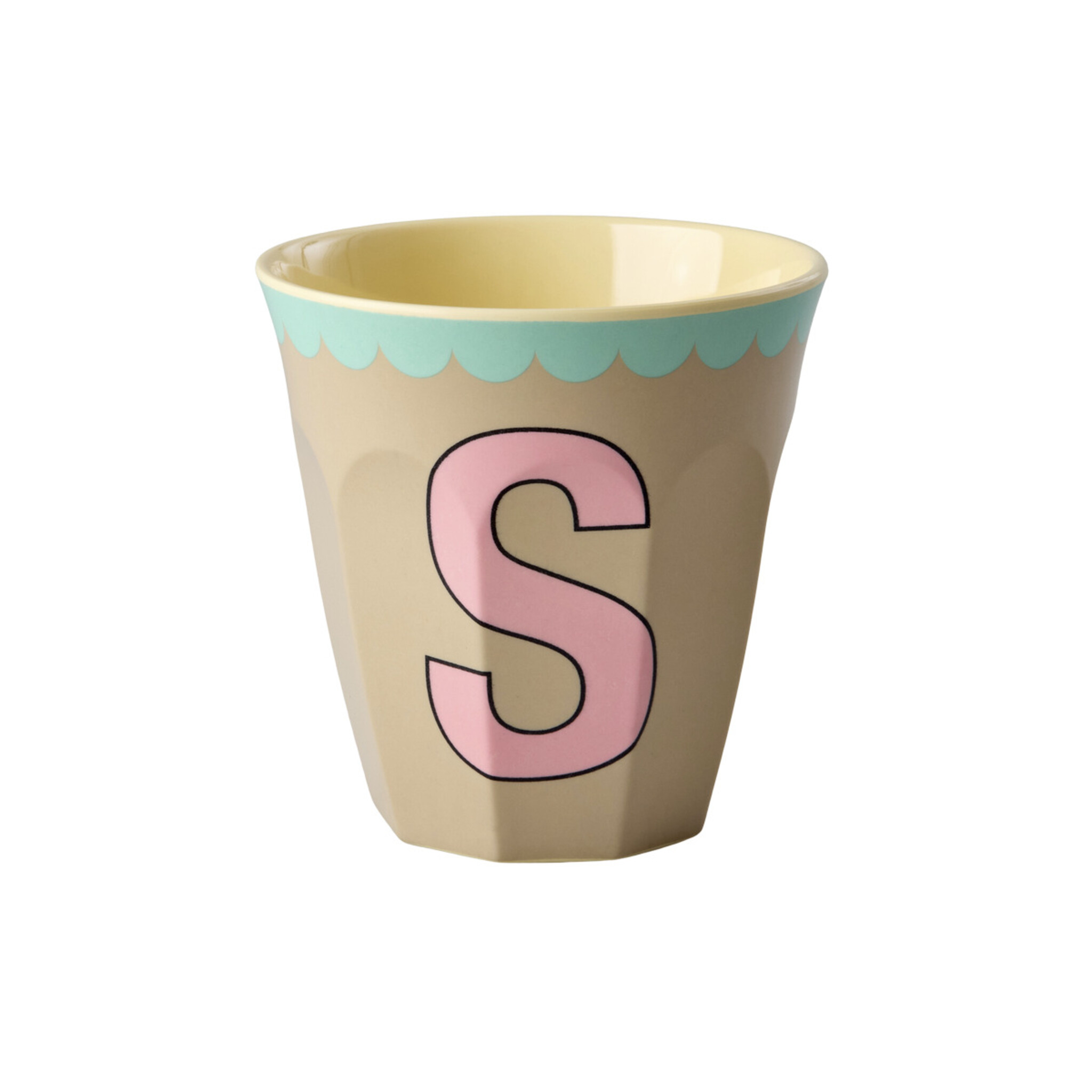 Melamin Buchstabenbecher Vintage Medium, beige Ø 9 x H 9 cm