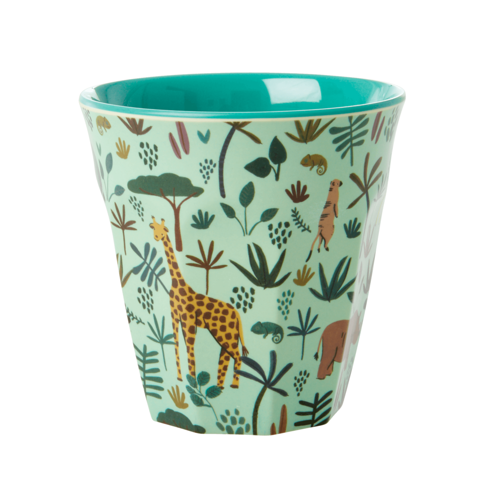 Melamin Kinder Becher Medium Jungle Animals All Over, grün 