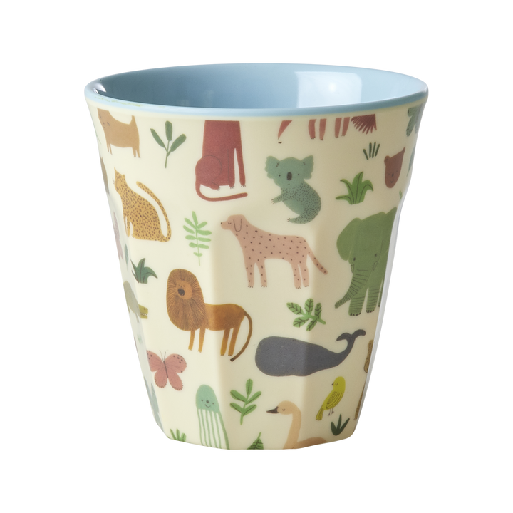 Melamin Kinderbecher Sweet Jungle Print, dusty blue Ø 9 cm, H:9 cm