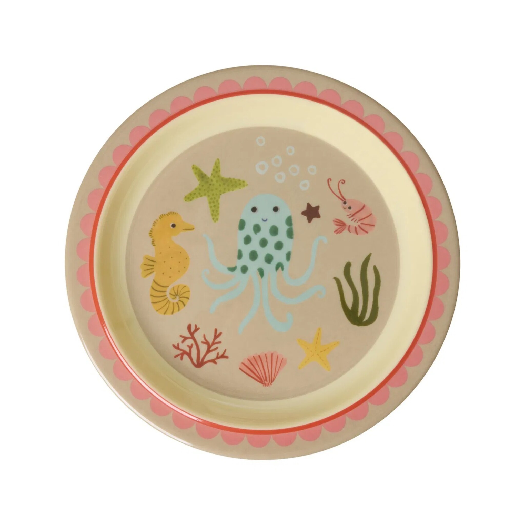 Melamin Kinderteller Ocean Print, koralle 