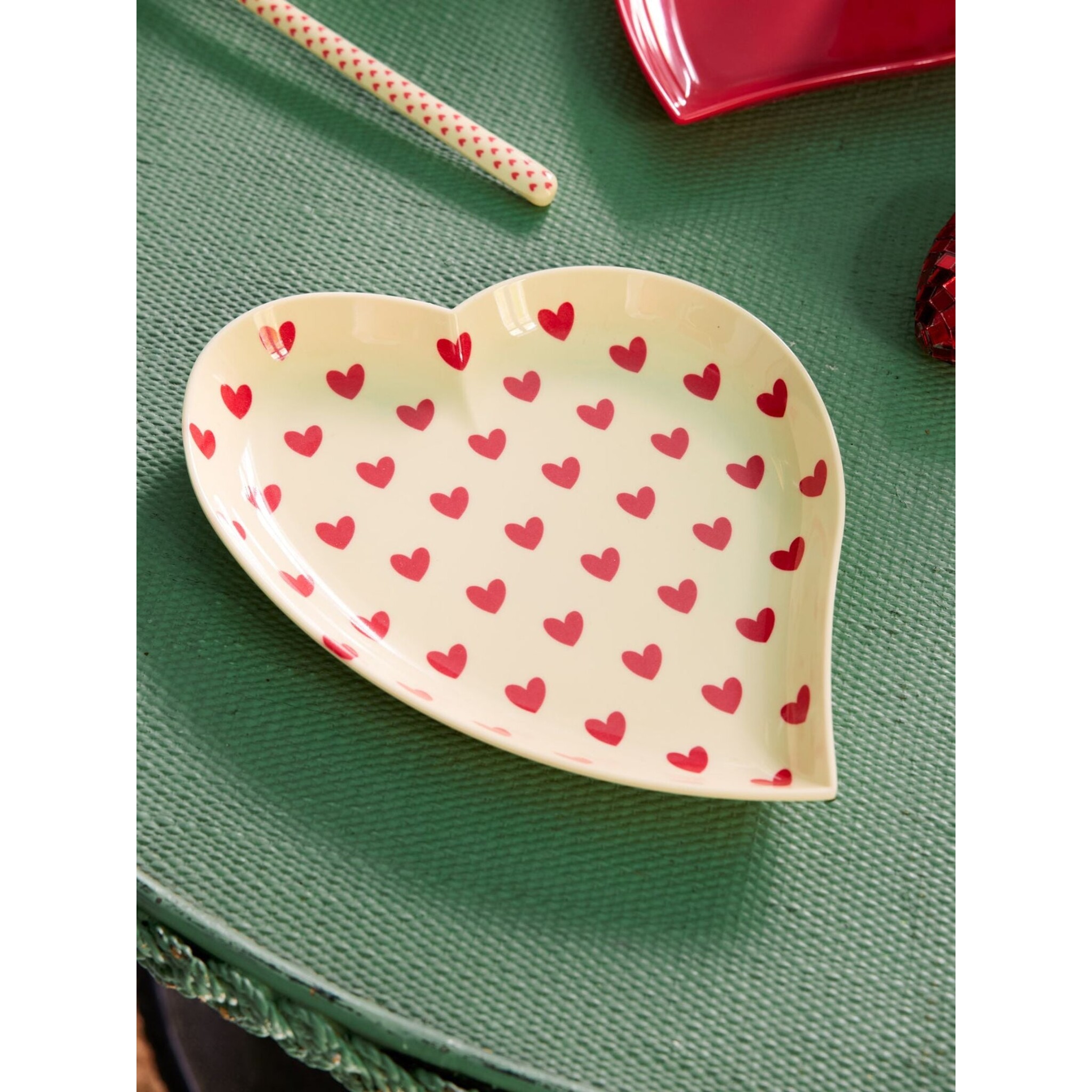 Melamin Platte Darling Hearts, beige 