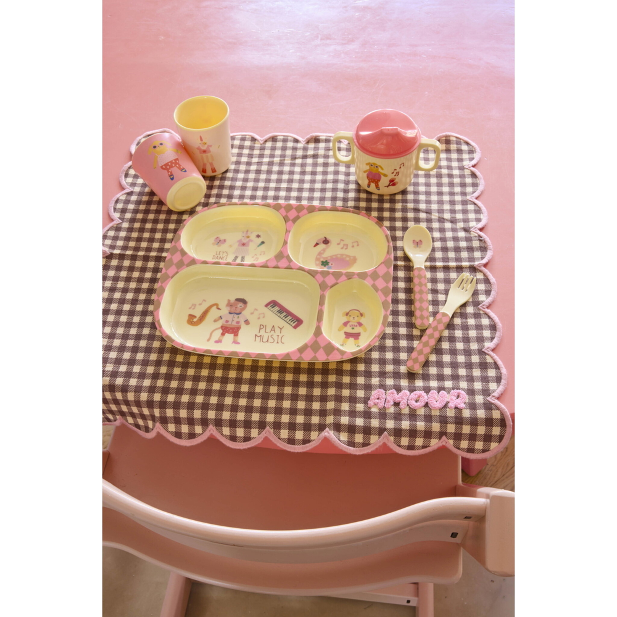 Melamin Baby-Trinkbecher mit 2 Henkeln Music Band, pink 