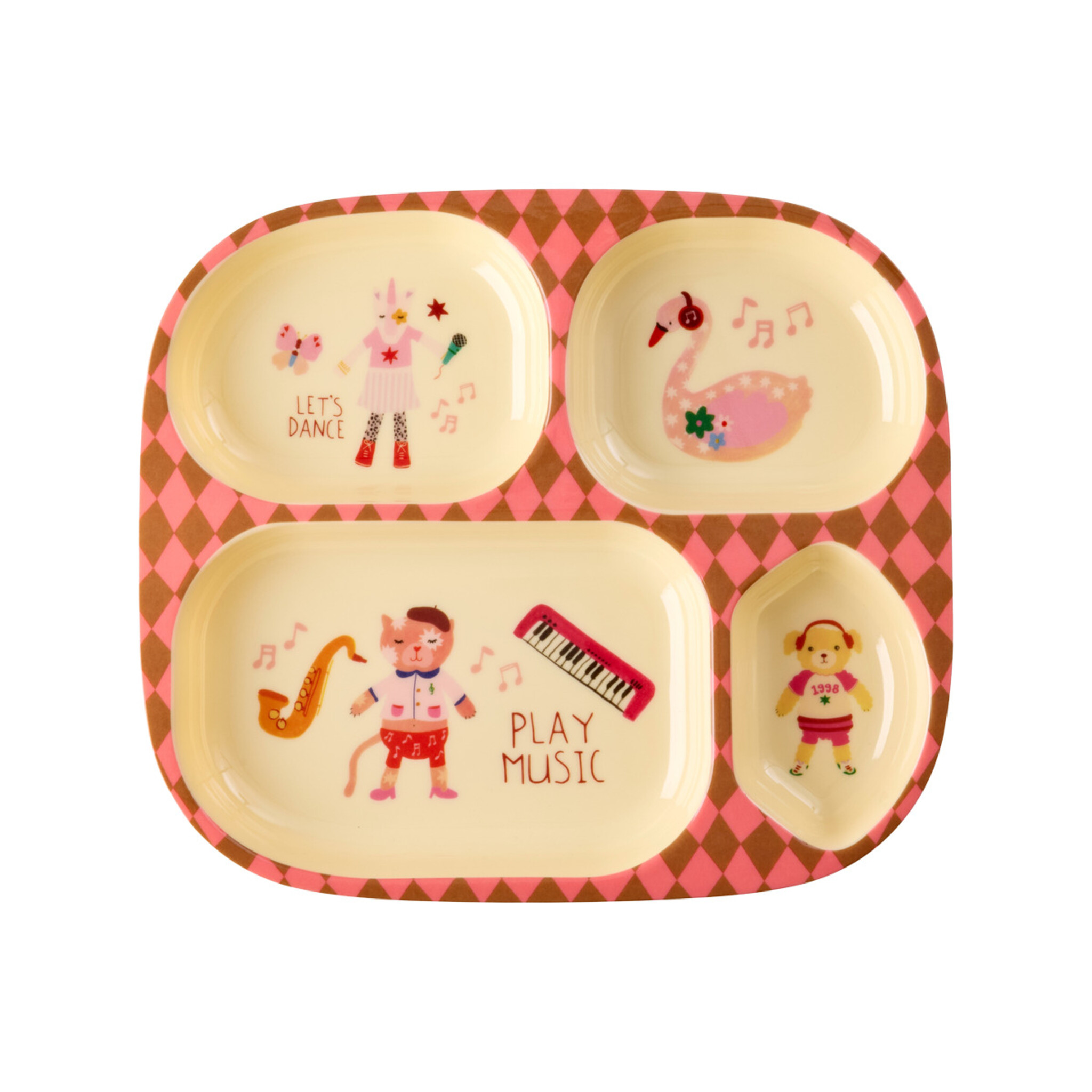 Melamin Baby-Geschirrset Music Band in Geschenkbox, 4-teilig, pink 