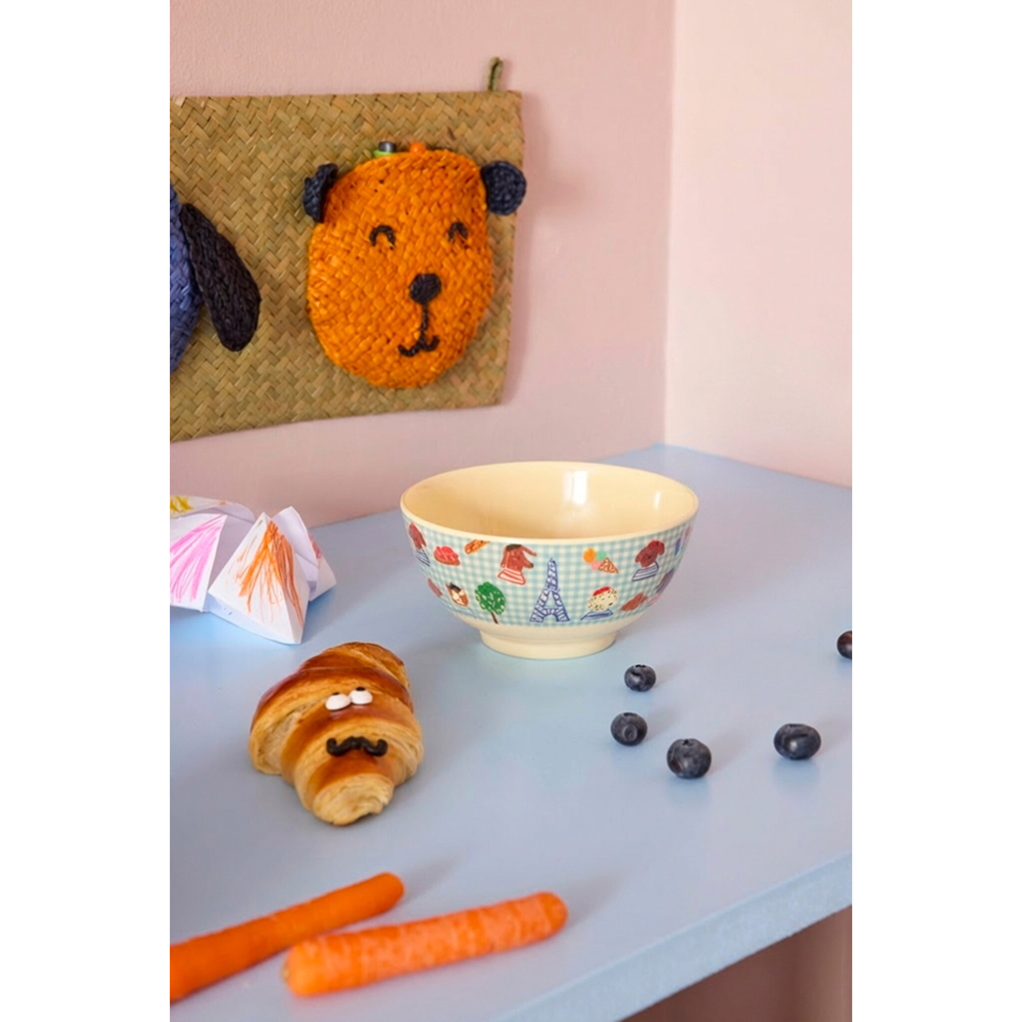 RICE Melamin Schale Kids in Paris Medium, blau 