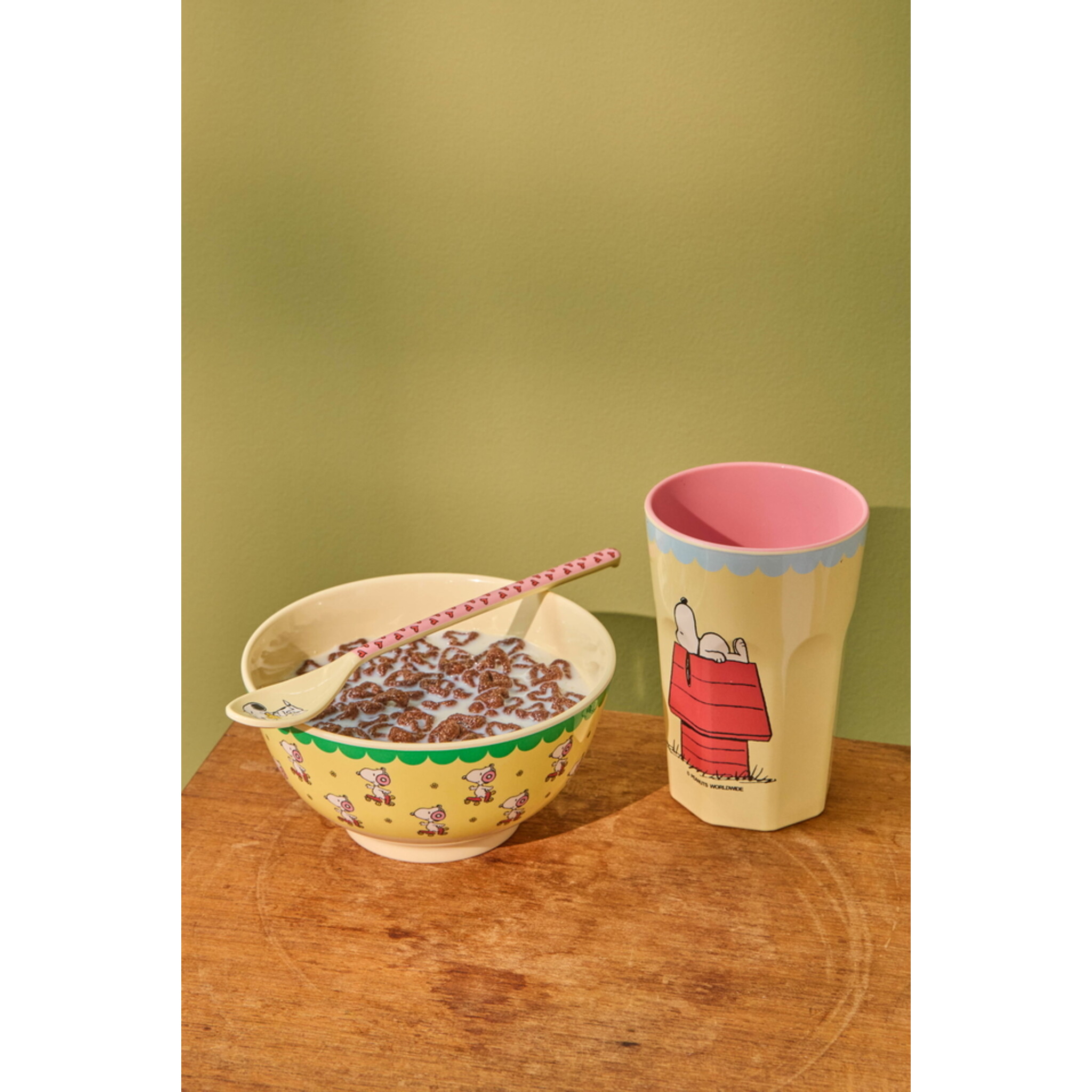 RICE Melamin Schale mit Snoopy - Medium, gelb 