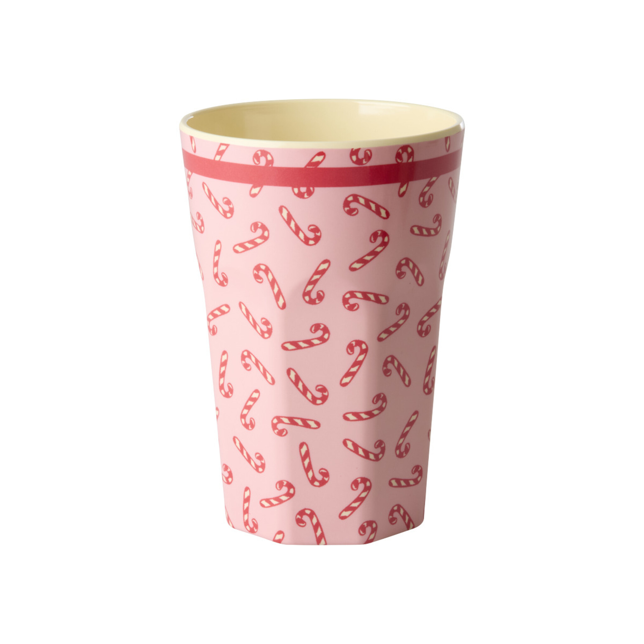 Melamin-Becher Candy Cane – hoch, rot 