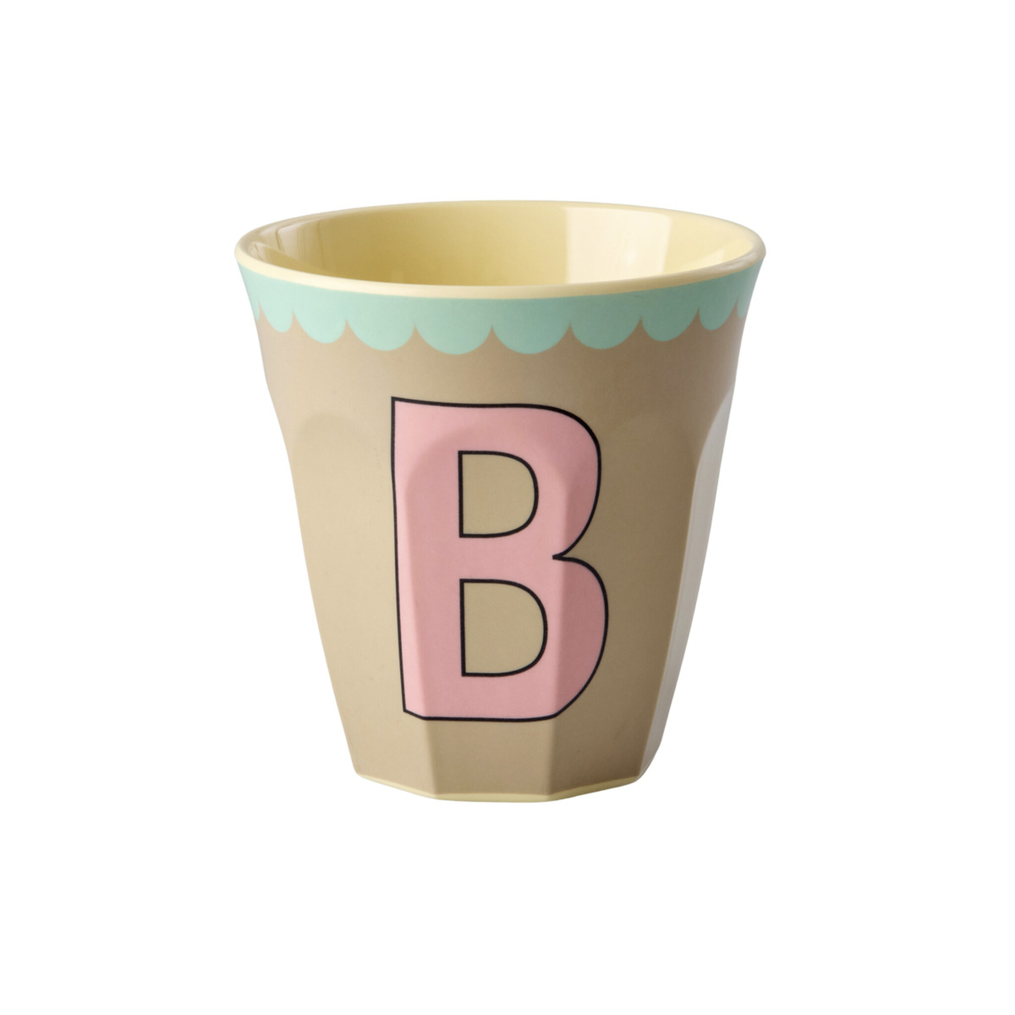 Melamin Buchstabenbecher Vintage Medium, beige Ø 9 x H 9 cm