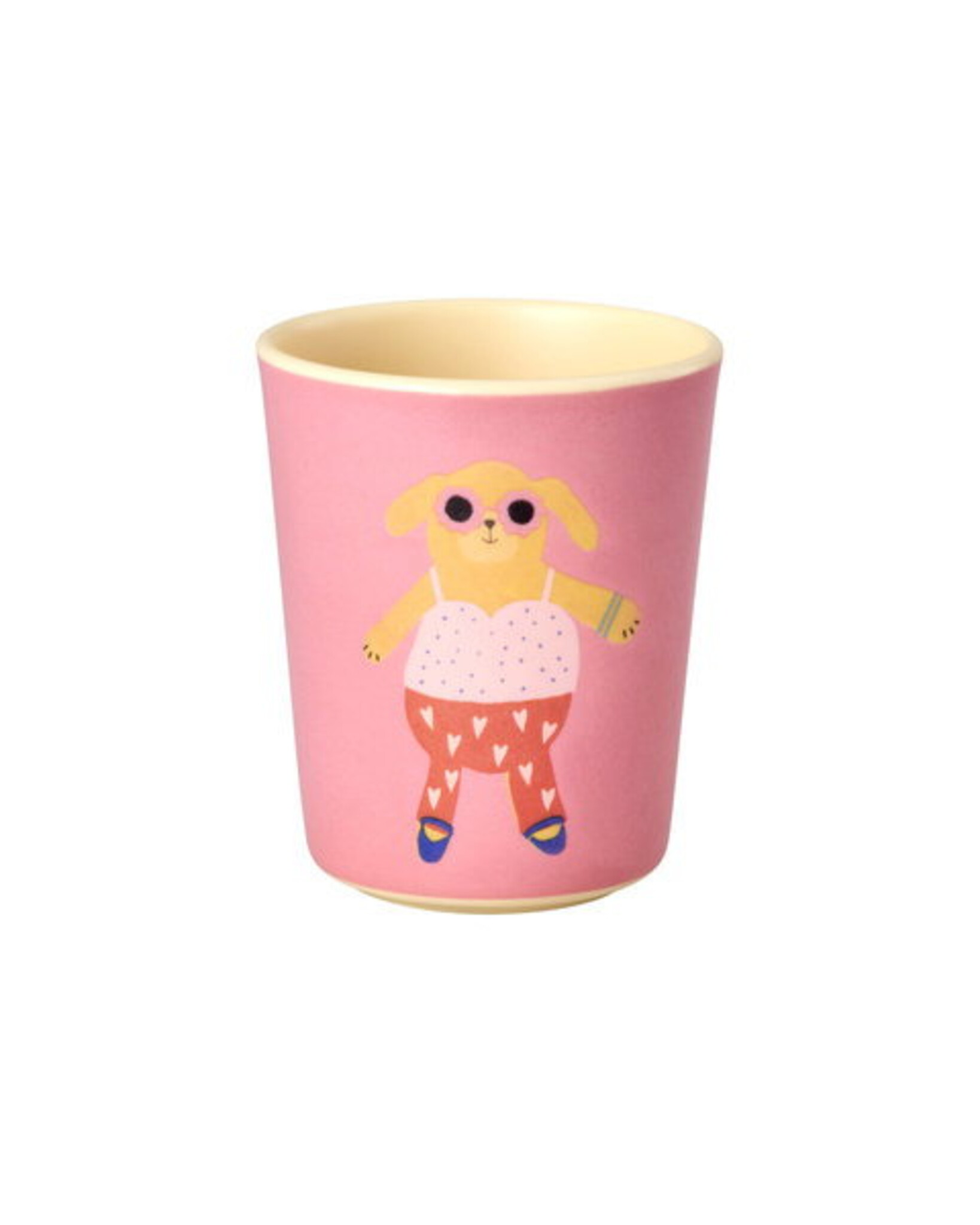 RICE Melamin Kinderbecher mit Tiermotiv Melamin Matt, pink 