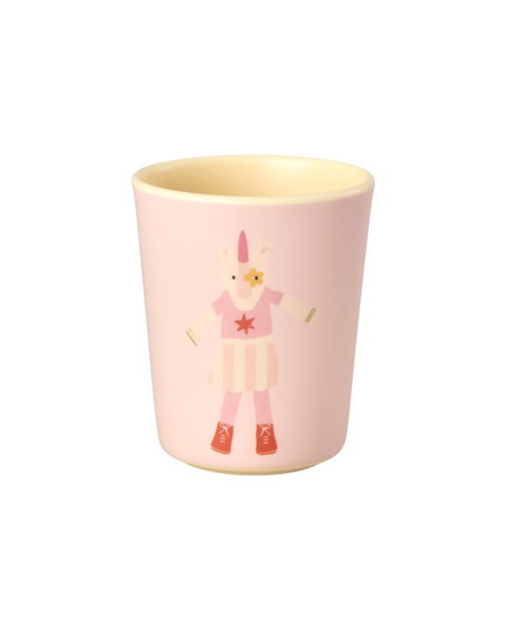 RICE Melamin Kinderbecher mit Tiermotiv Melamin Matt, rosa 