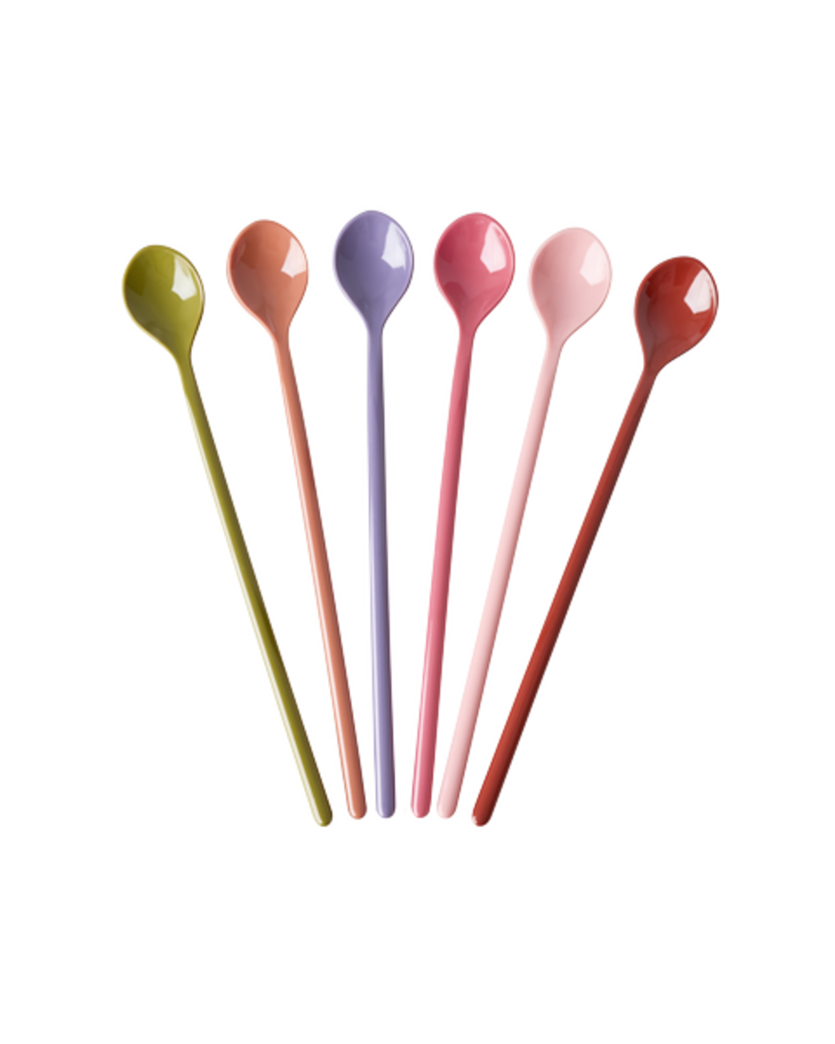 RICE Melamin Latte Löffel 6er-Set - Solid Colors, bunt 