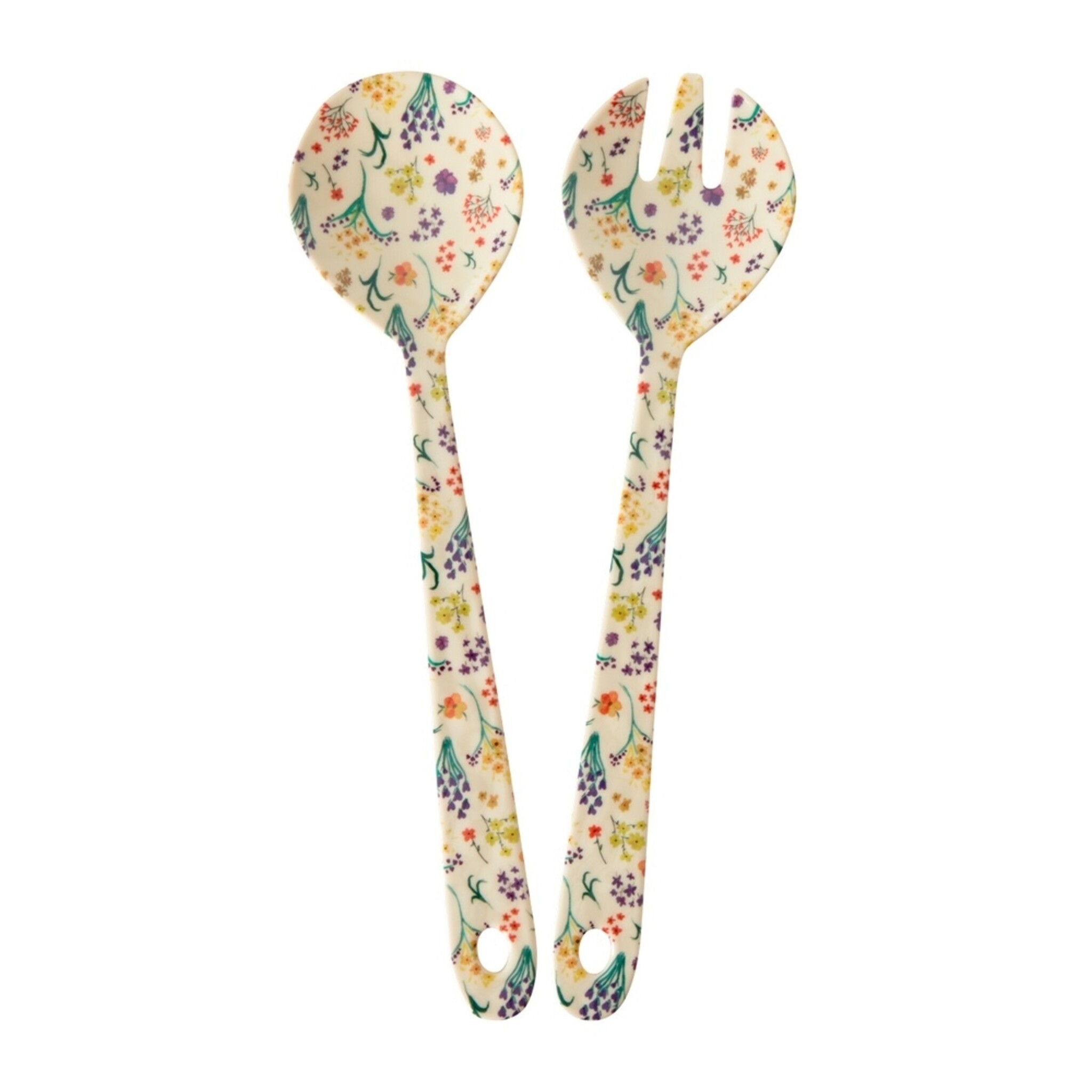 RICE Melamin Salatbesteck - Farbenfrohe Muster, bunt 