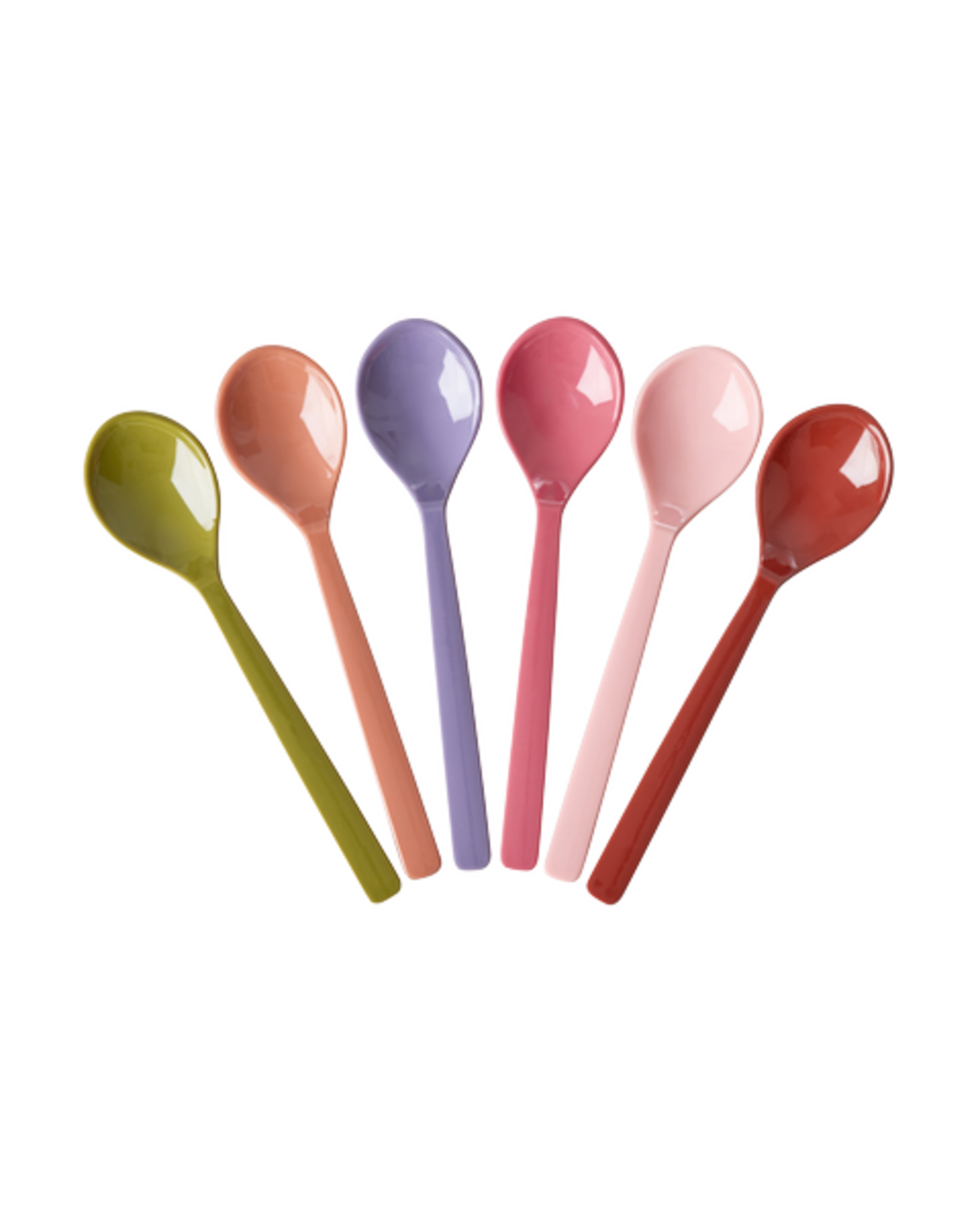 RICE Melamin Teelöffel Set – 6er-Pack in bunten Unifarben, bunt 