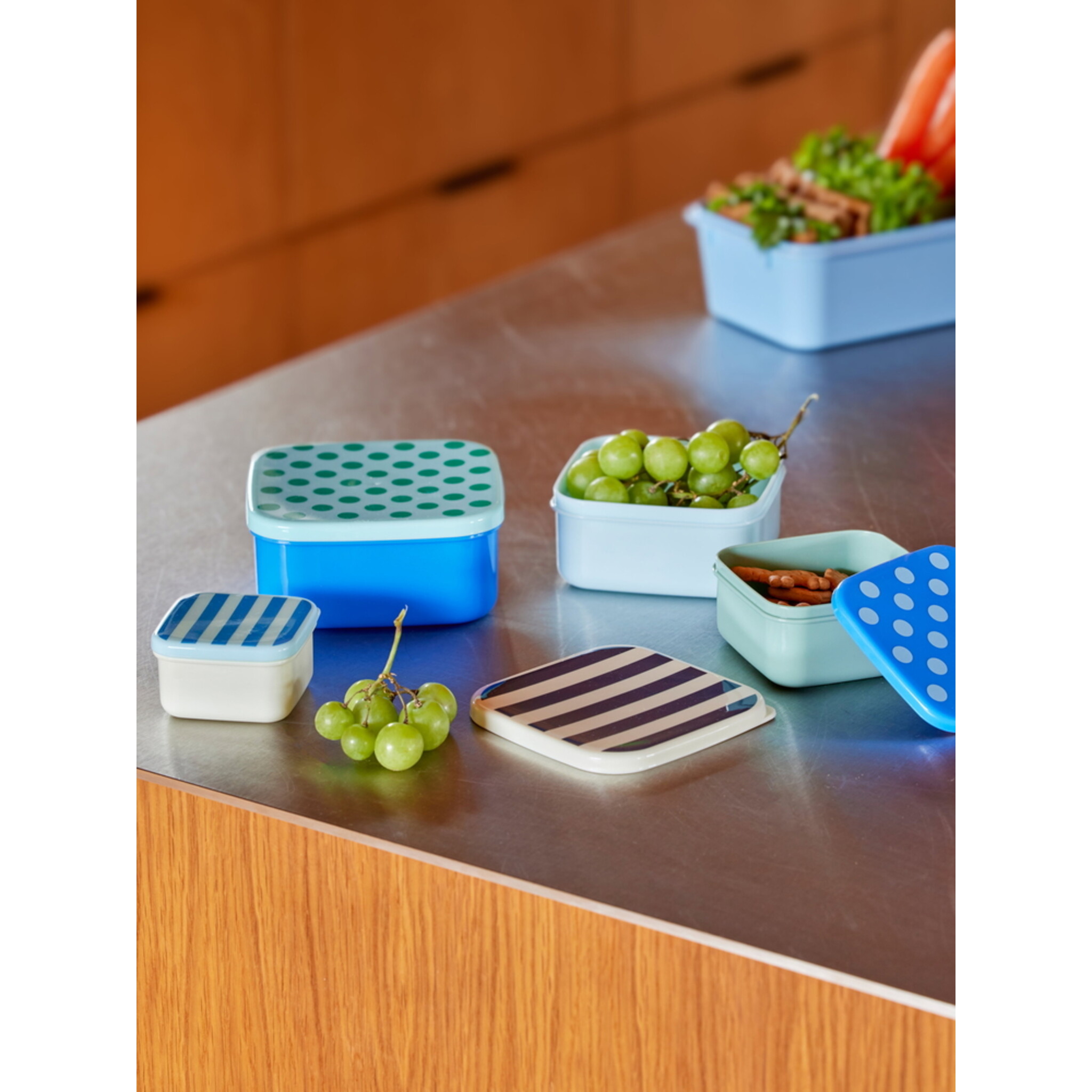 Kunststoff Frischhaltedosen-Set Stripes & Dots (4er-Set),  