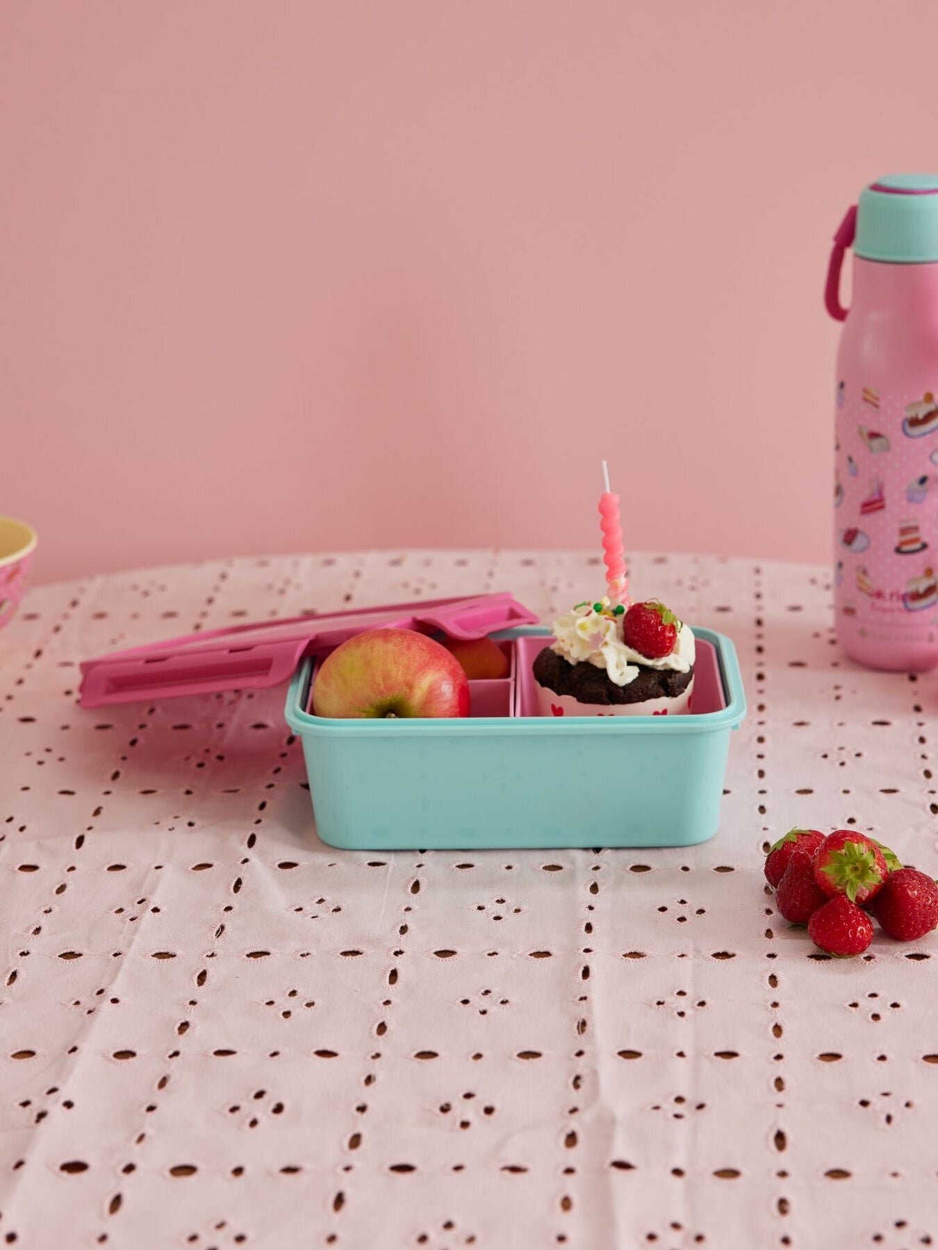 Plastik Lunchbox mit 3 Fächern, mint 