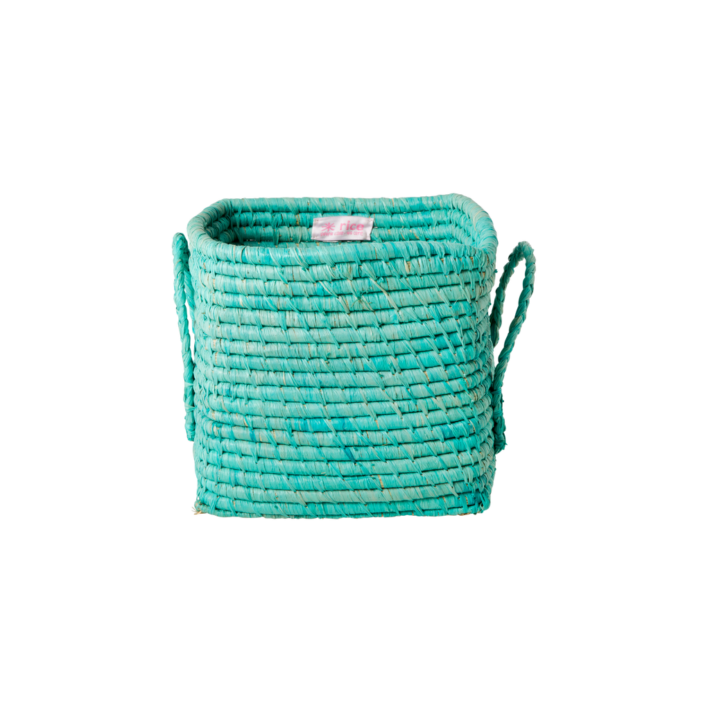 RICE quadratischer Korb Raffia, mint 