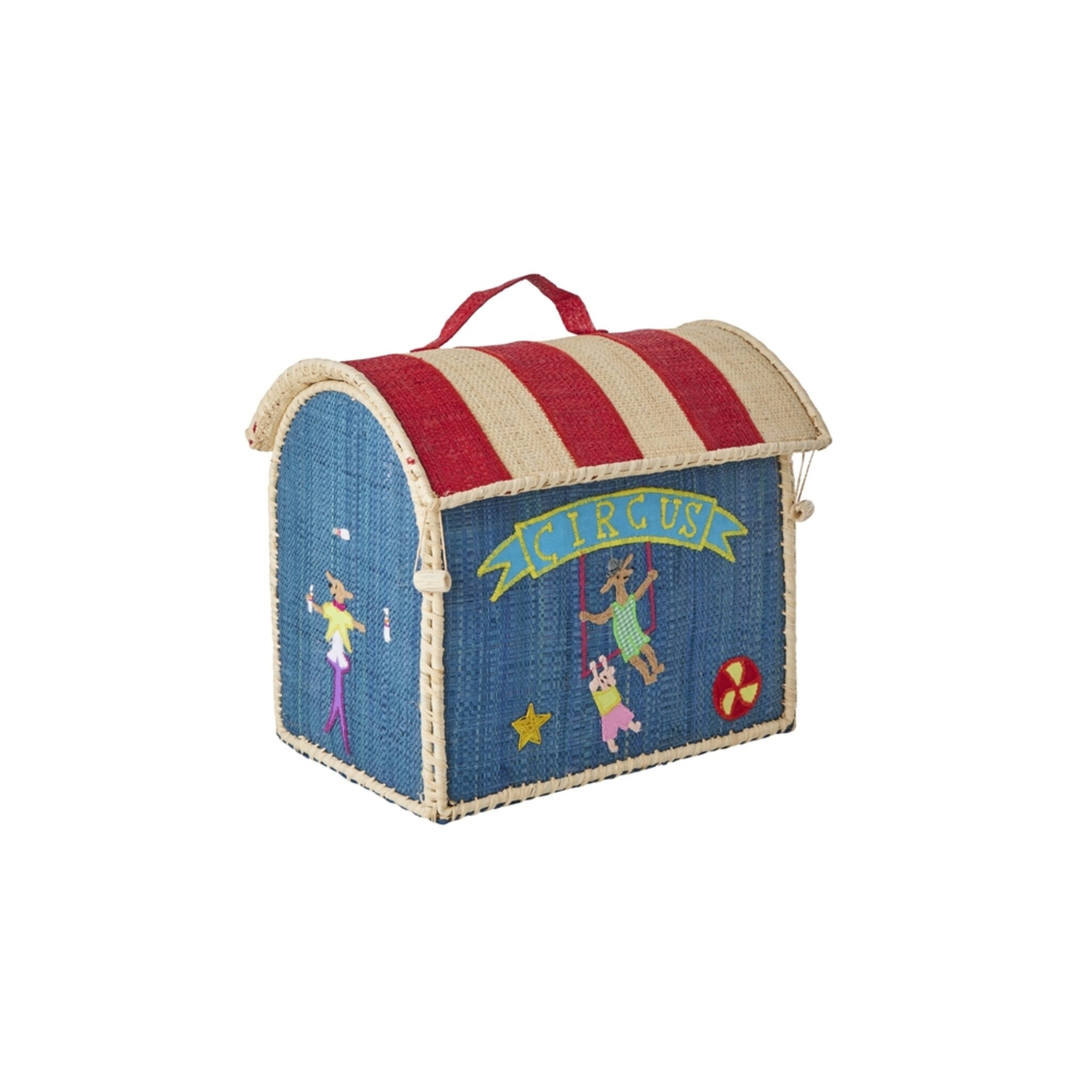 Raffia Kindertasche aus Bast mit bunten Motiven, bunt 