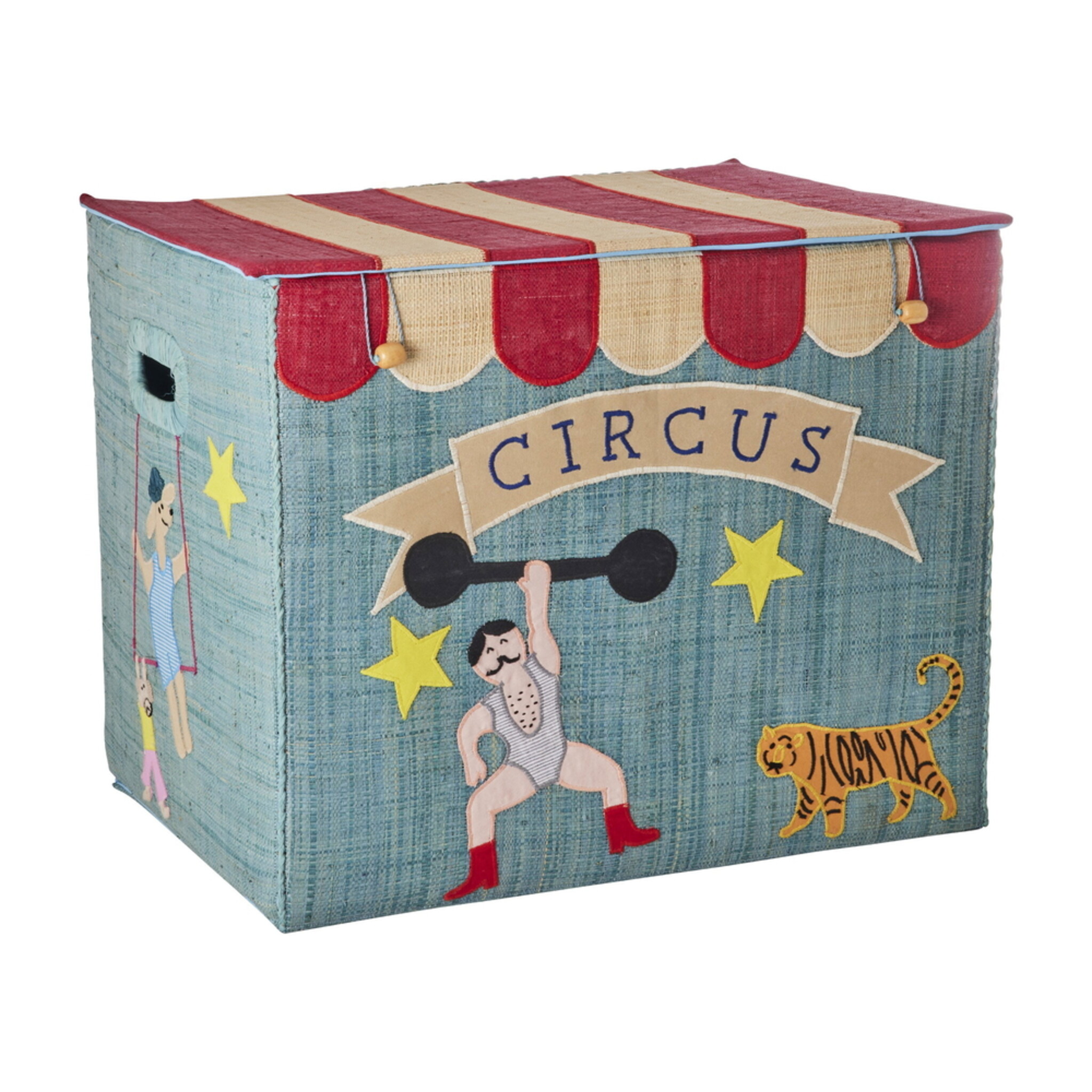 Raffia Aufbewahrungskorb Zirkus aus Bast, faltbar, z.B. für Spielzeug, bunt 52 x 37 x 41 cm