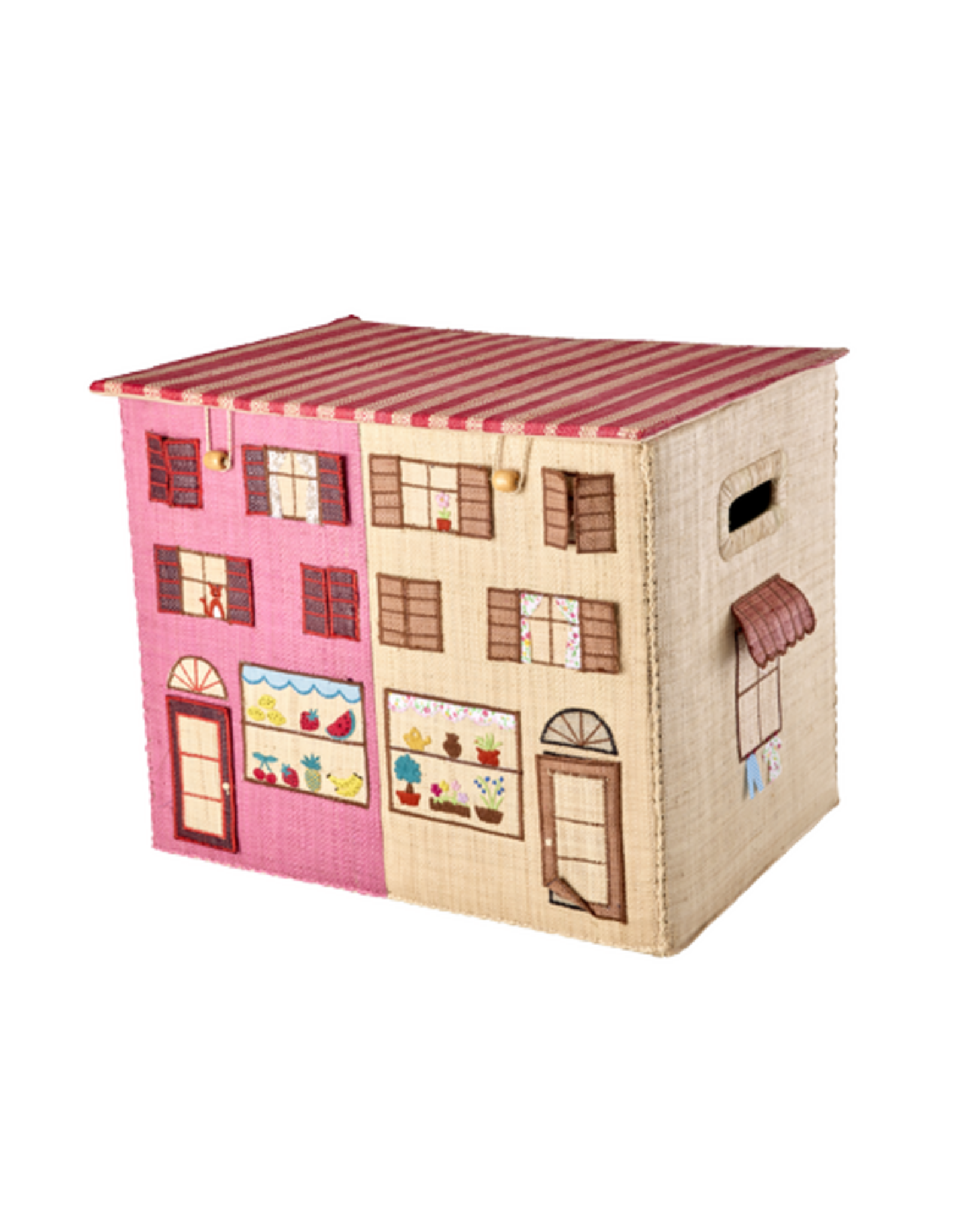 RICE Bast Kinder Spielzeug Aufbewahrungsbox Paris, faltbar, diverse L: 47 x 28 x 36 cm