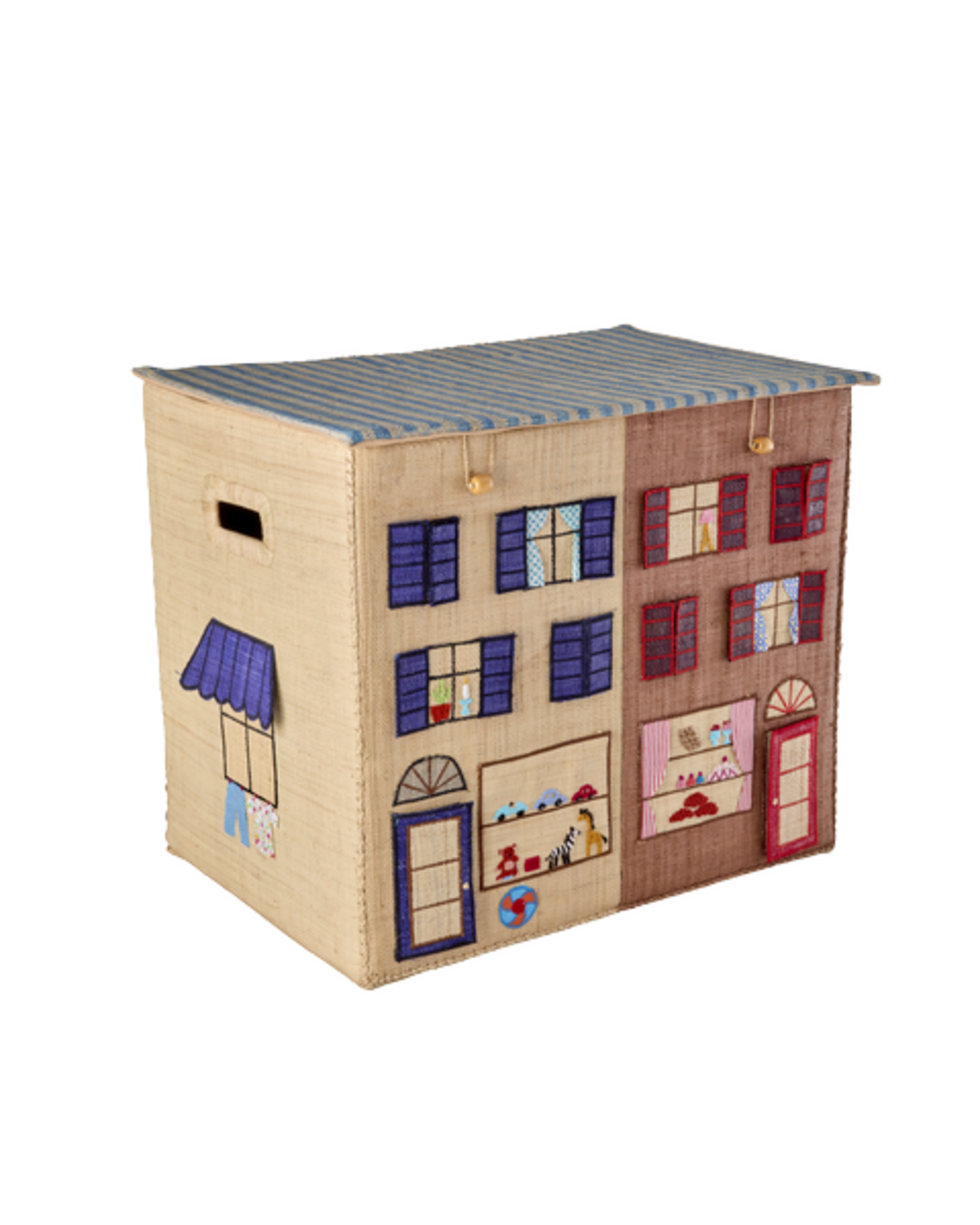 RICE Bast Kinder Spielzeug Aufbewahrungsbox Paris, faltbar, diverse XL: 52 x 37 x 41 cm