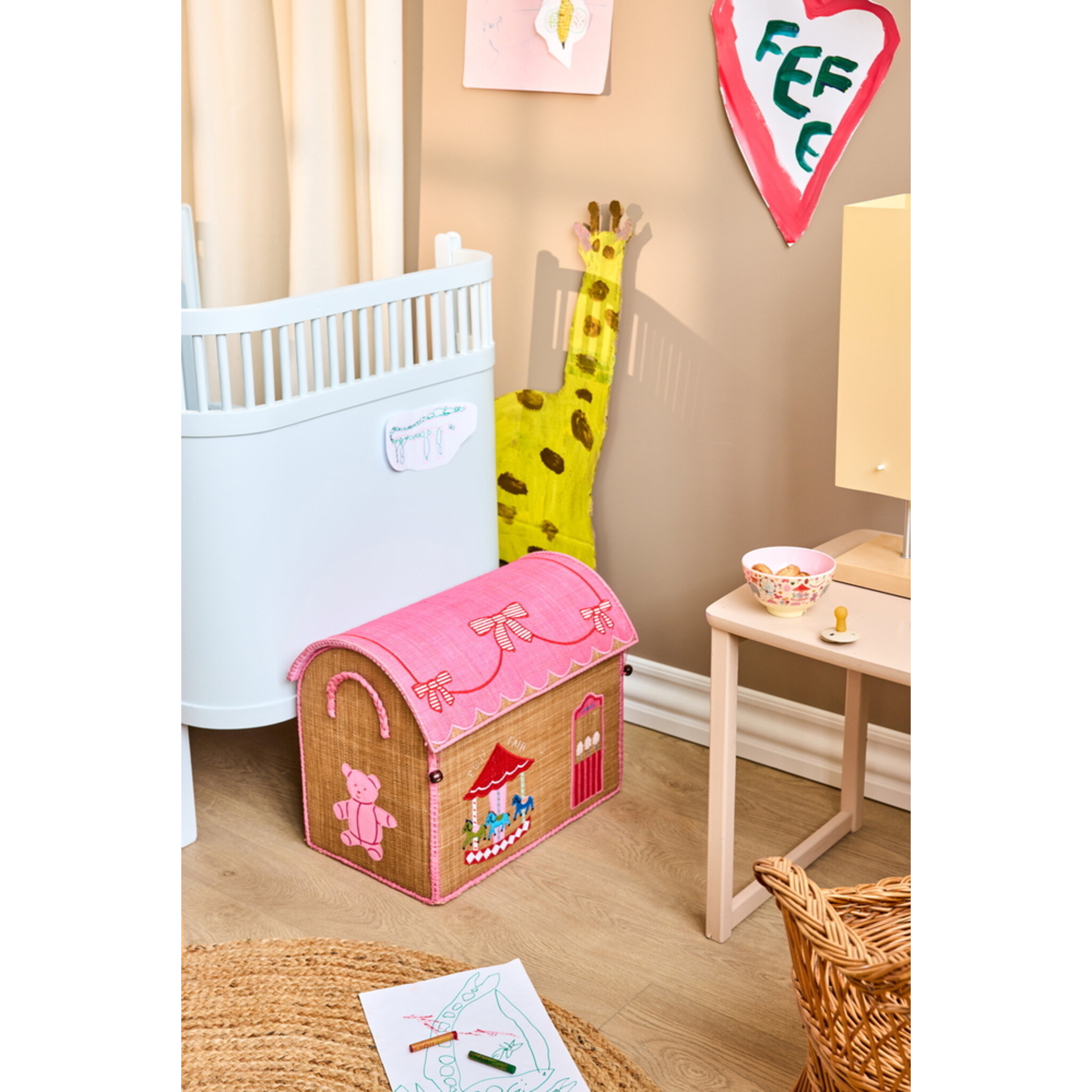 Raffia Spielzeugkörbe Fun Fair Pink – 3er-Set,  