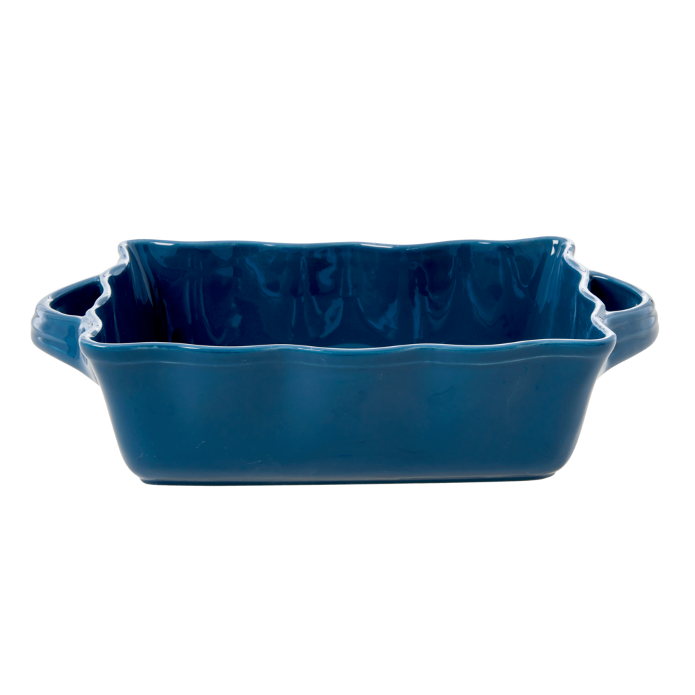 Rechteckige Auflaufform aus Steingut, dunkelblau L25 x B16 x H7,5cm