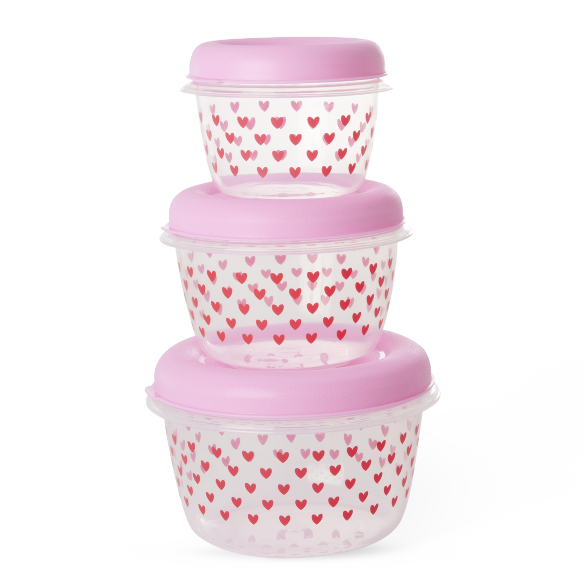 Runde Lebensmitteldosen Hearts 3-er, pink 