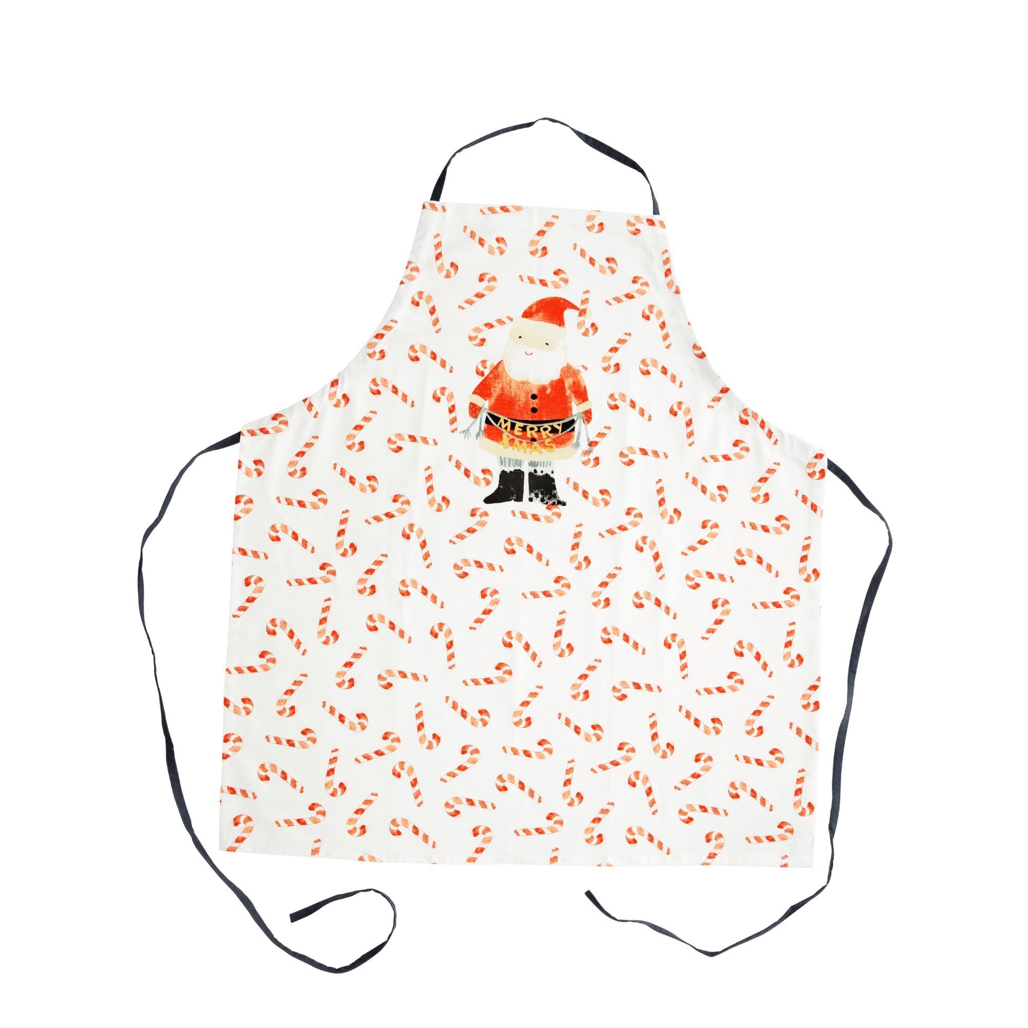 Schürze Santa and Candy Cane aus Baumwolle, weiss L83 x B70cm