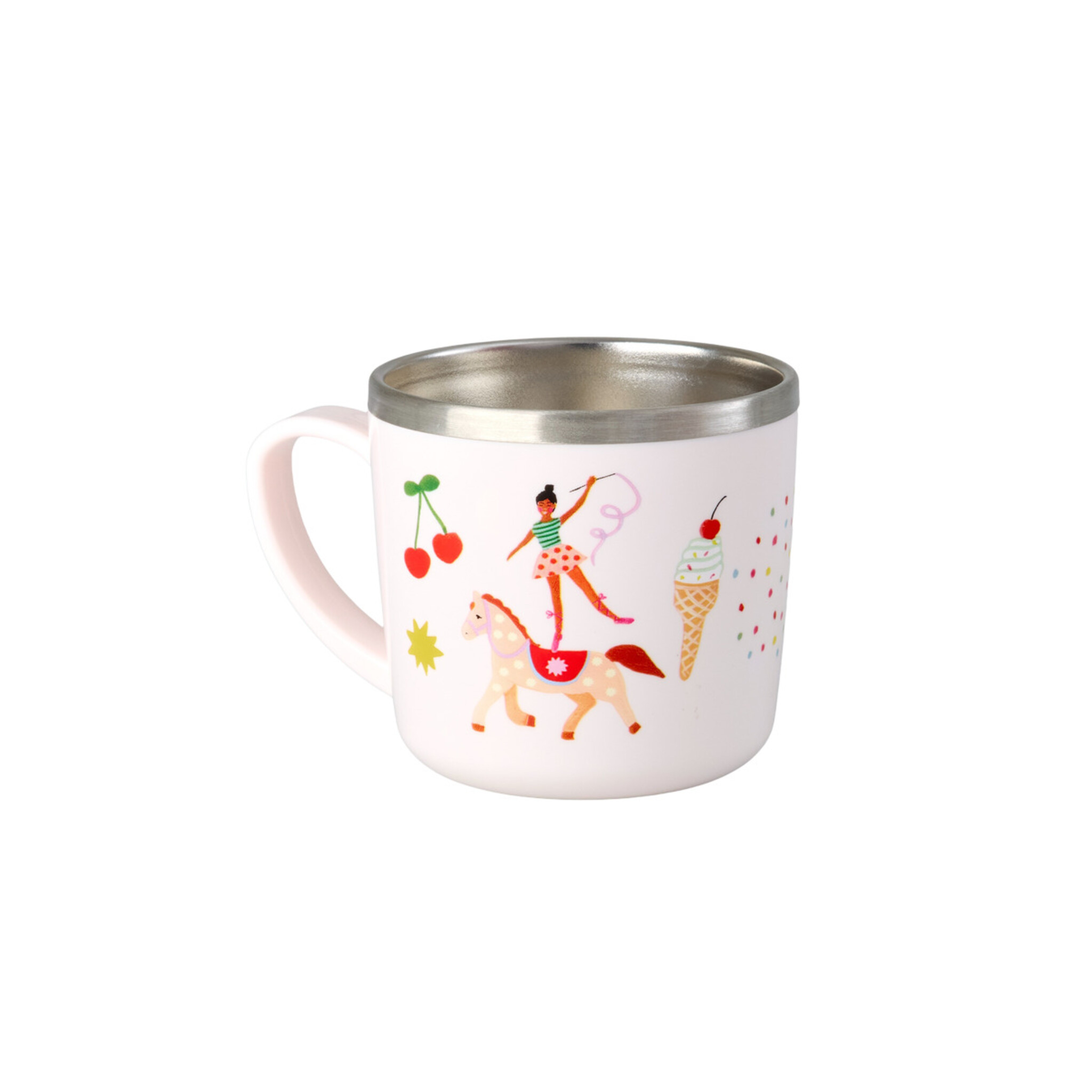 Edelstahl Babybecher Kinderbecher Fun Fair mit Henkel, pink 