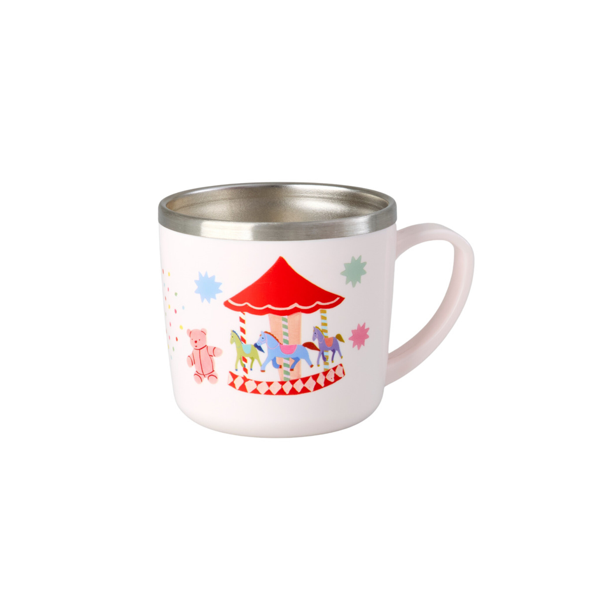 Edelstahl Babybecher Kinderbecher Fun Fair mit Henkel, pink 