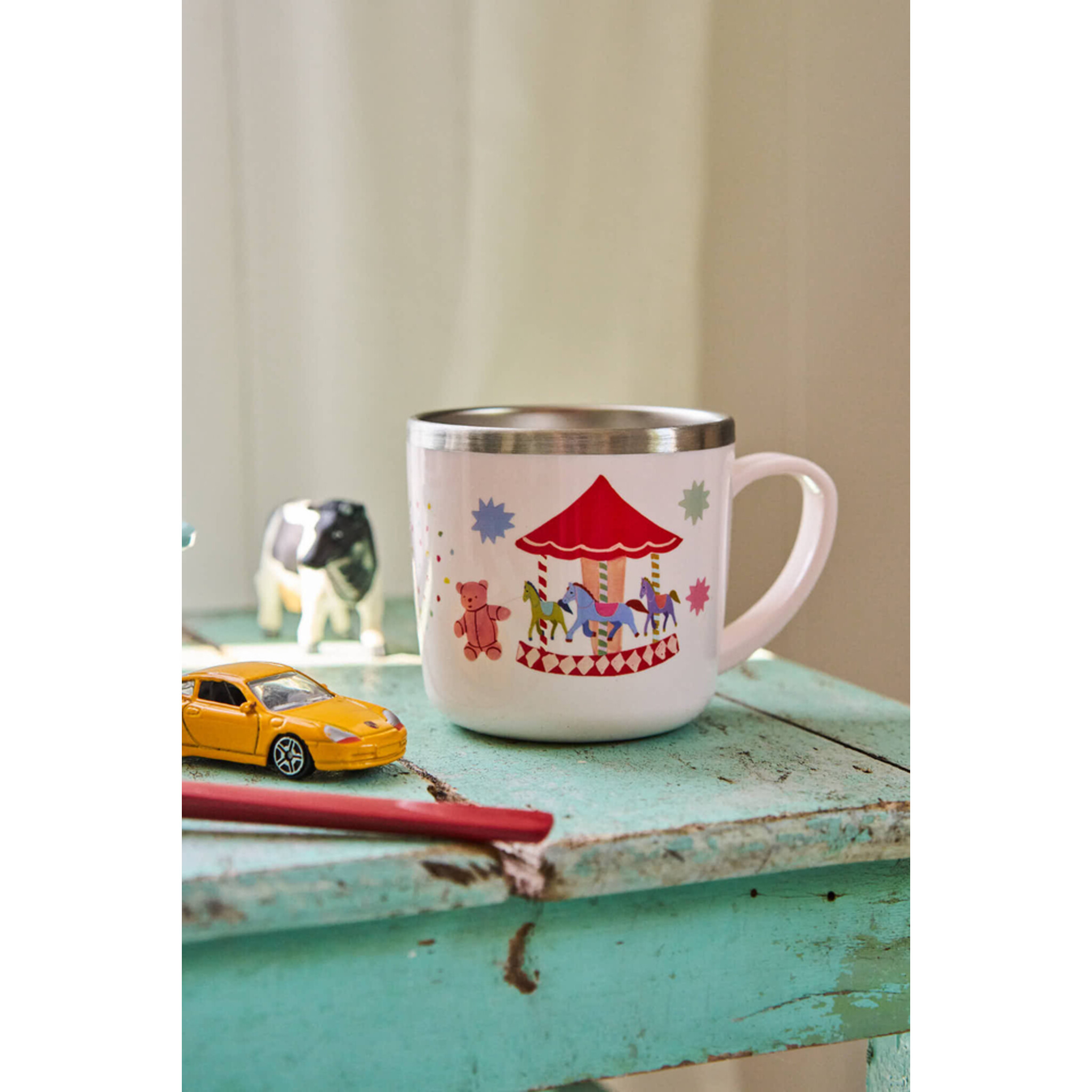 Edelstahl Babybecher Kinderbecher Fun Fair mit Henkel, pink 