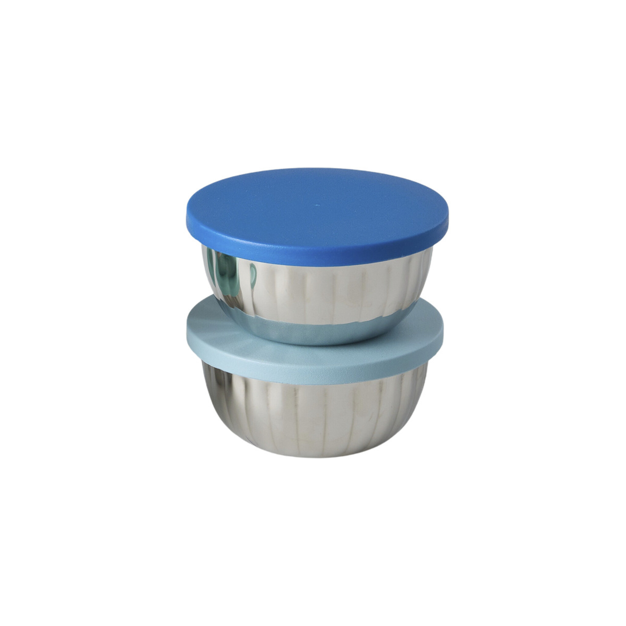 Kleine Edelstahl-Schale mit Deckel, 150 ml, 2er-Set, blau 