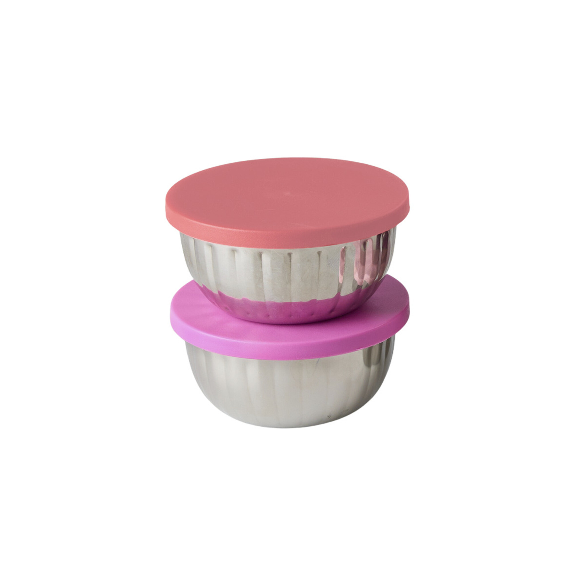 Kleine Edelstahl-Schale mit Deckel, 150 ml, 2er-Set, fuchsia 
