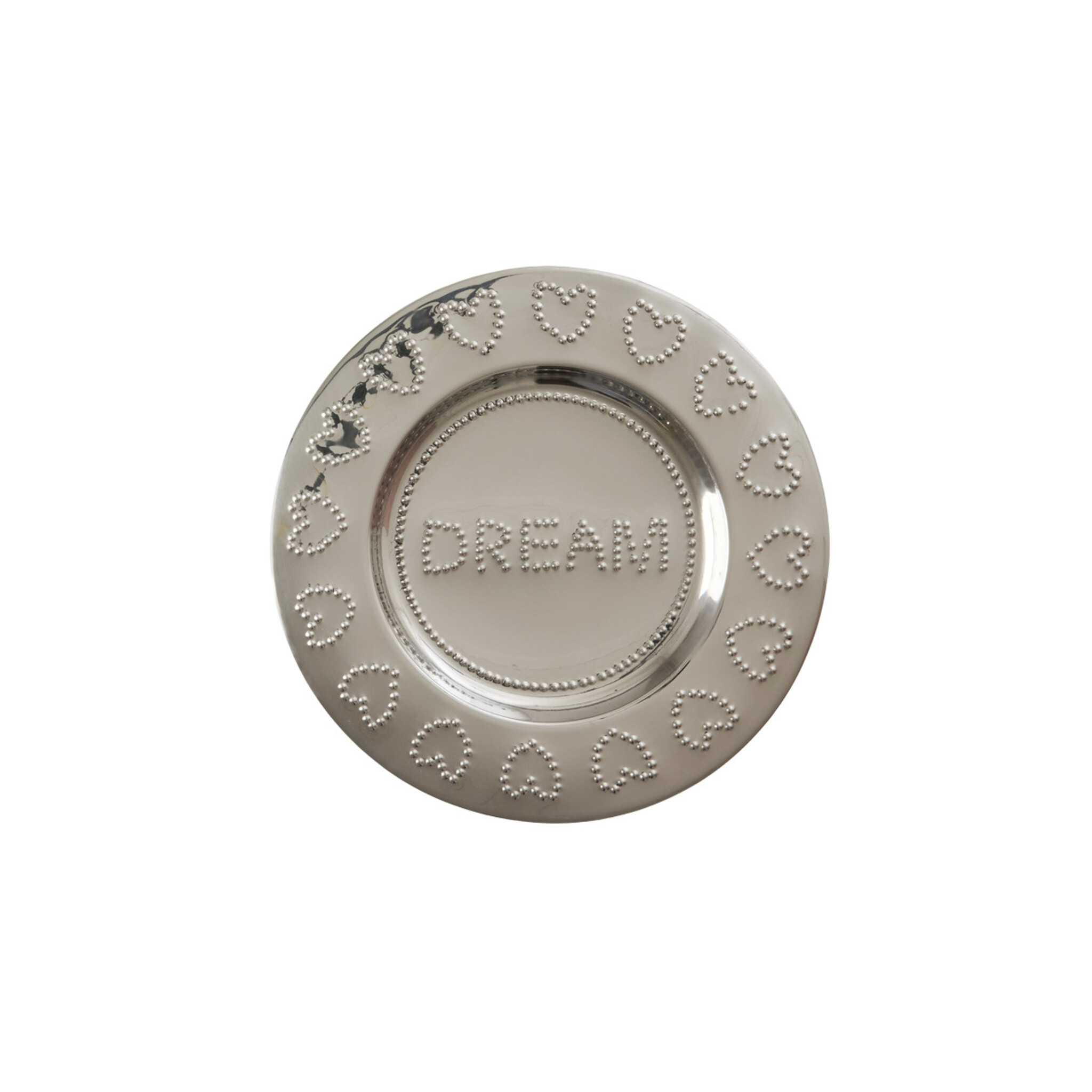 RICE Edelstahl-Servierplatte mit dekorativer Prägung, silber Ø 20 x H 20 cm