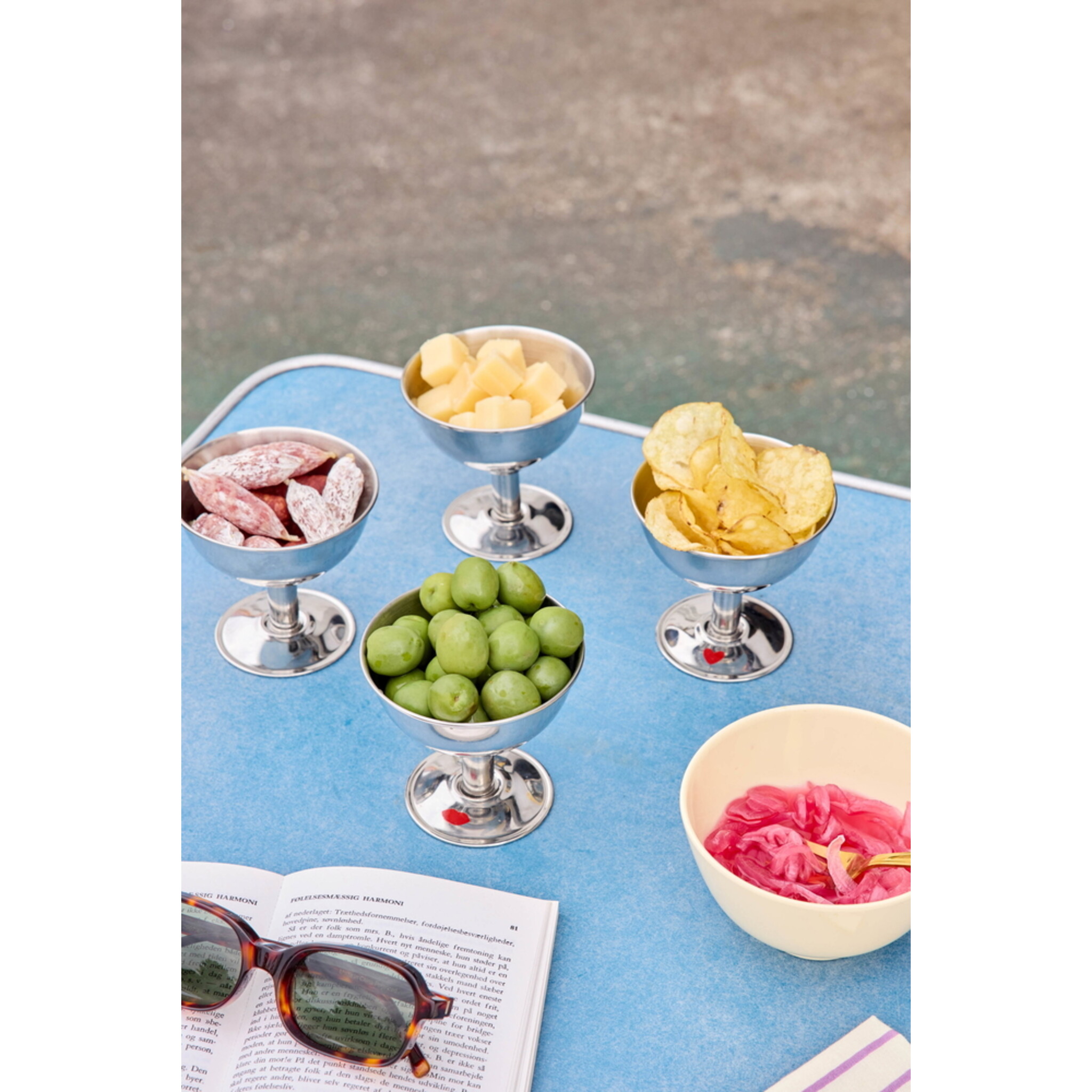 RICE Edelstahl Eisbecher mit rotem Herz, silber 
