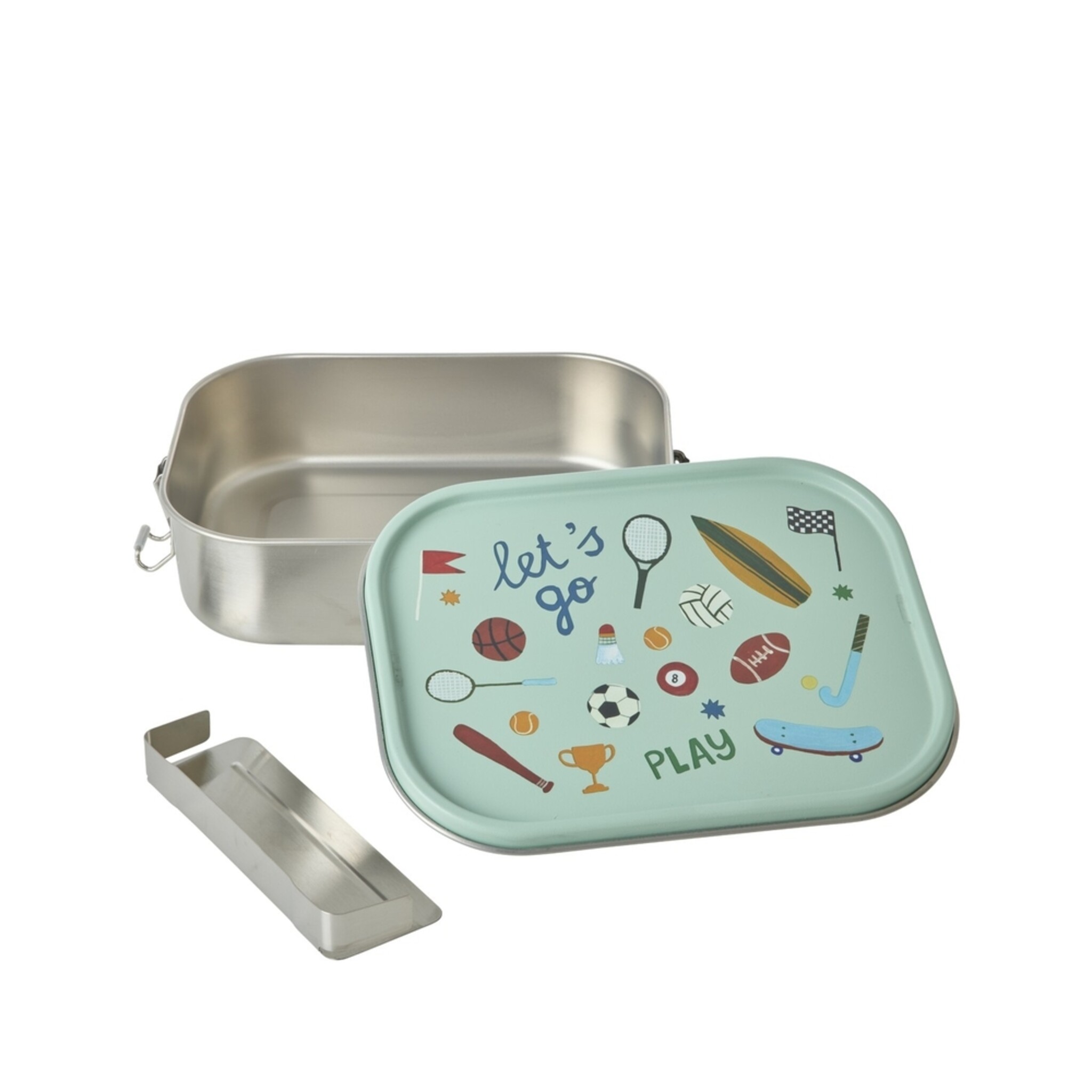RICE Edelstahl-Lunchbox Brotdose mit Trennwand Sports – Large, grün 