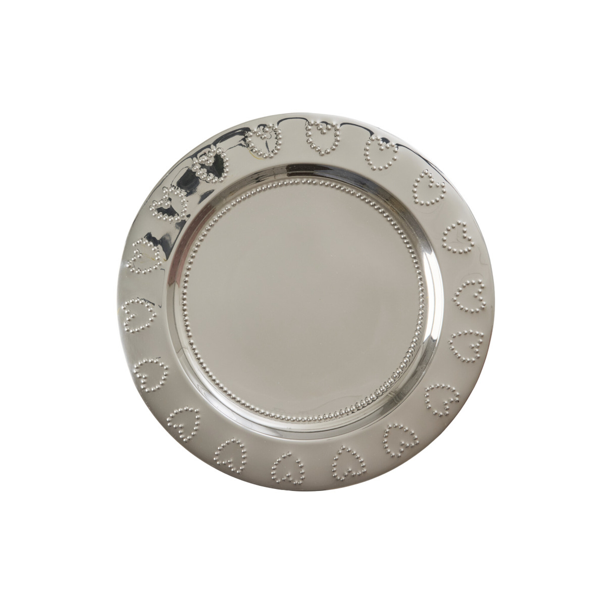 Edelstahl-Teller mit geprägtem Rand, silber Ø 25 cm
