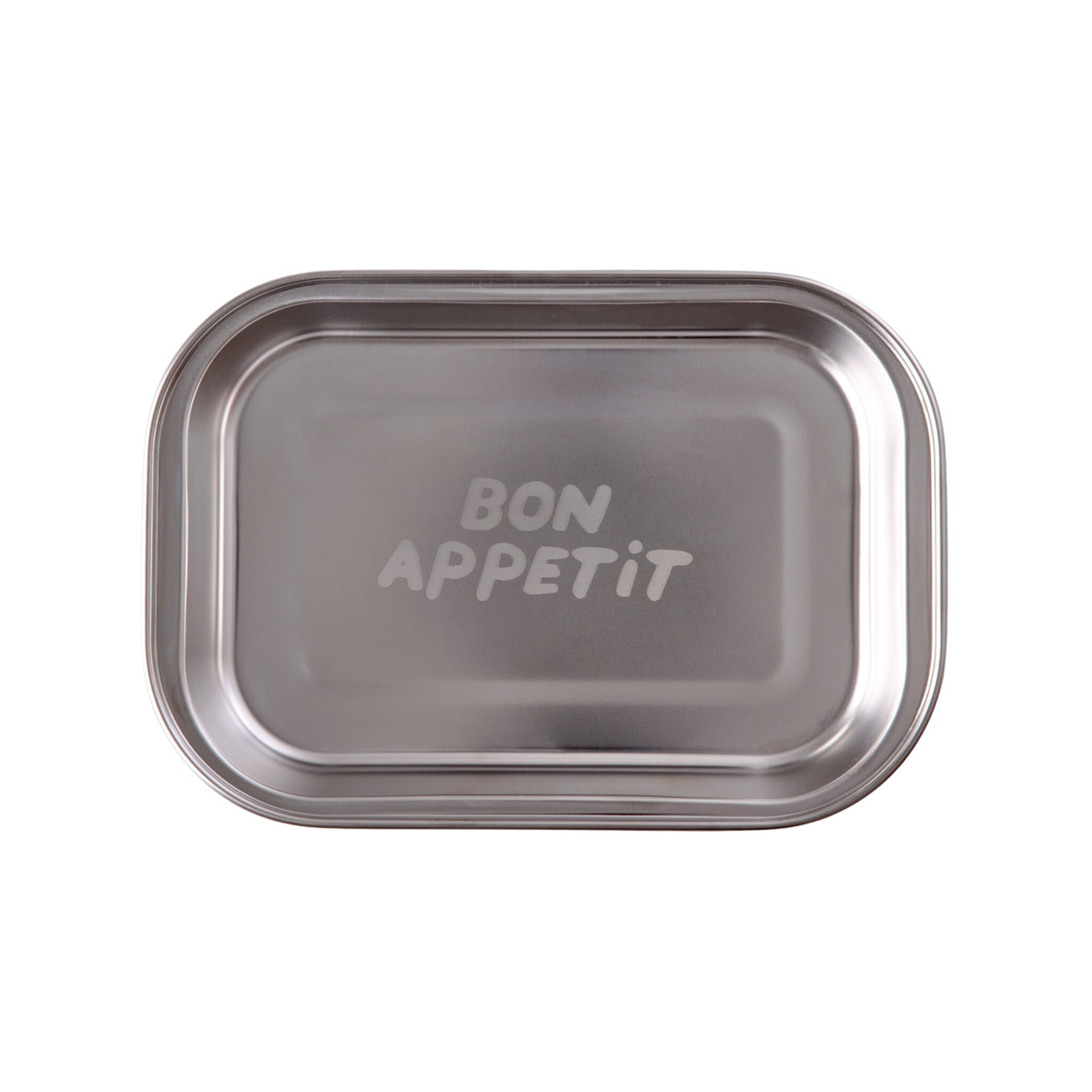 RICE Edelstahl Kinder Teller mit Lasergravur, silber 