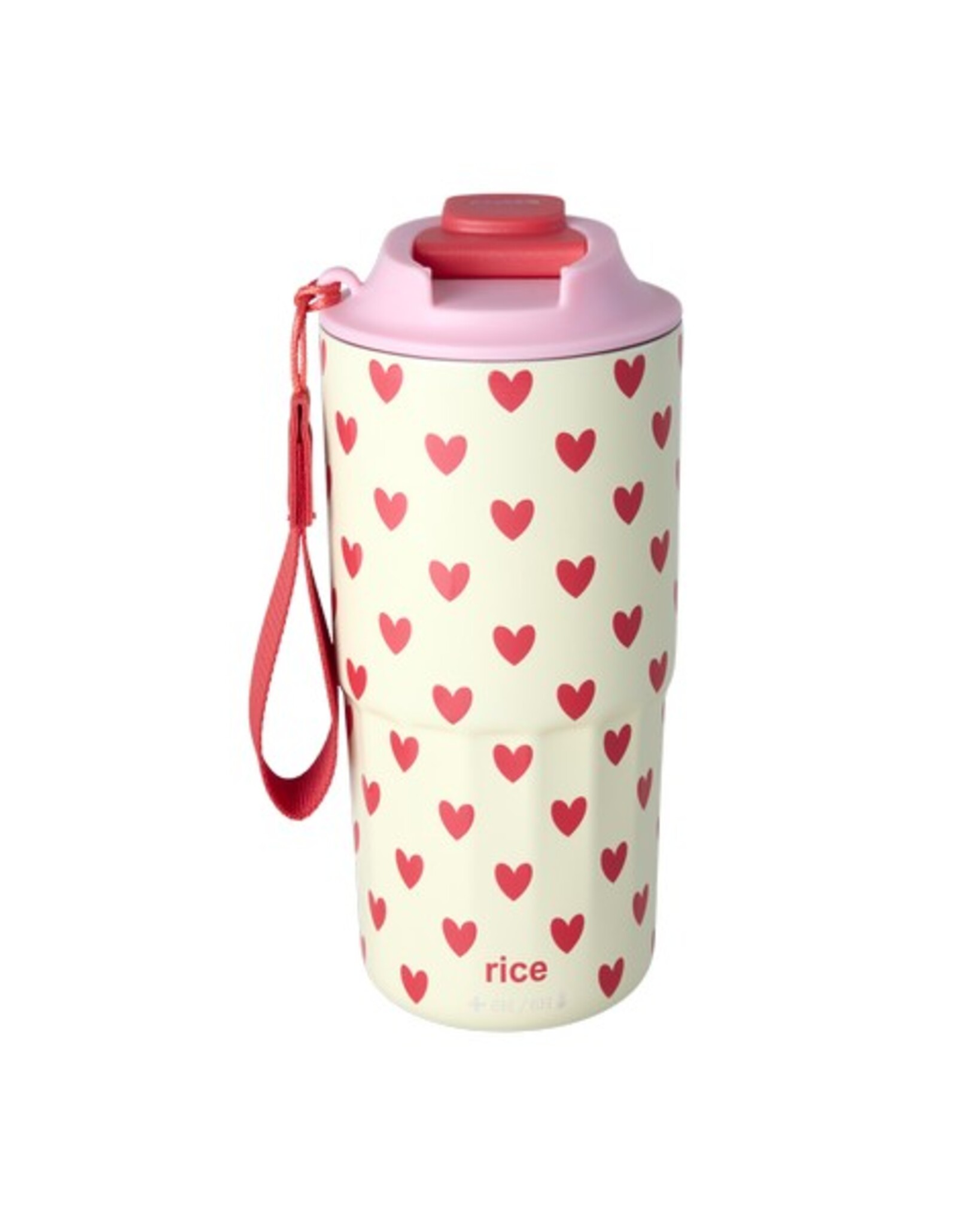 Edelstahl Thermo-Becher mit Herzchen-Print, creme 