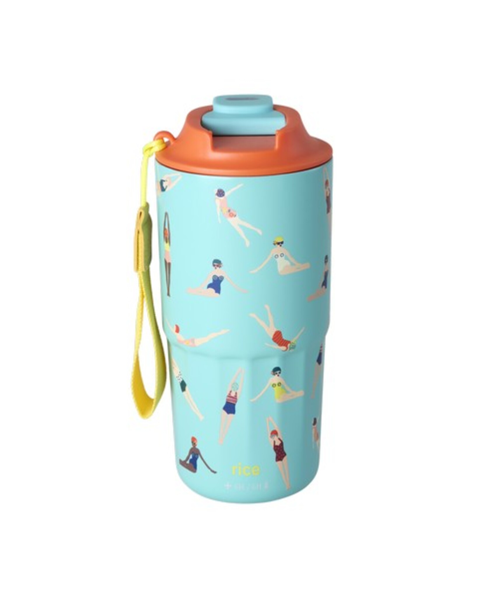 RICE Edelstahl Thermobecher – Retro Swimster Print, hellblau 