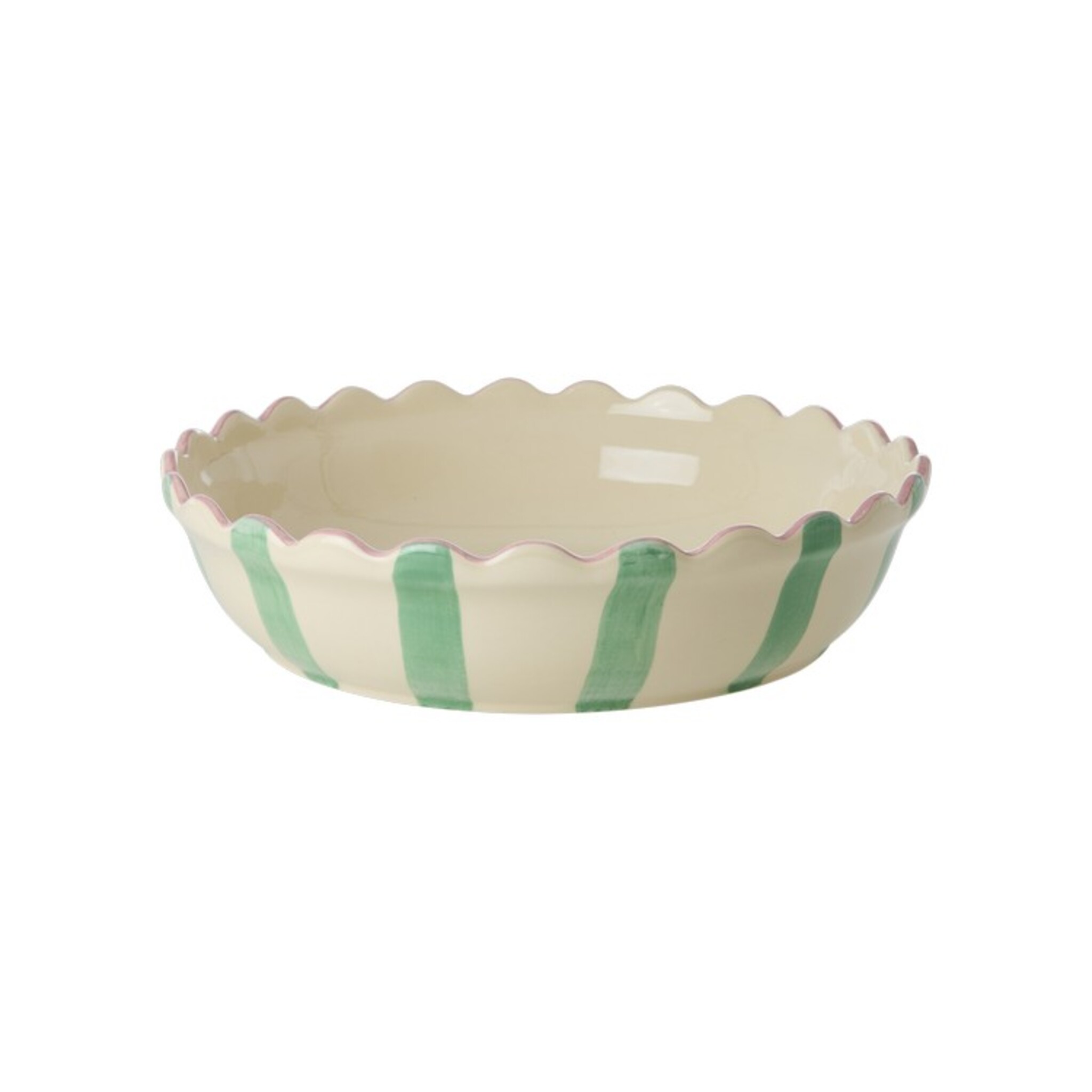RICE Runde Steingut Auflaufform Kuchenform, creme 