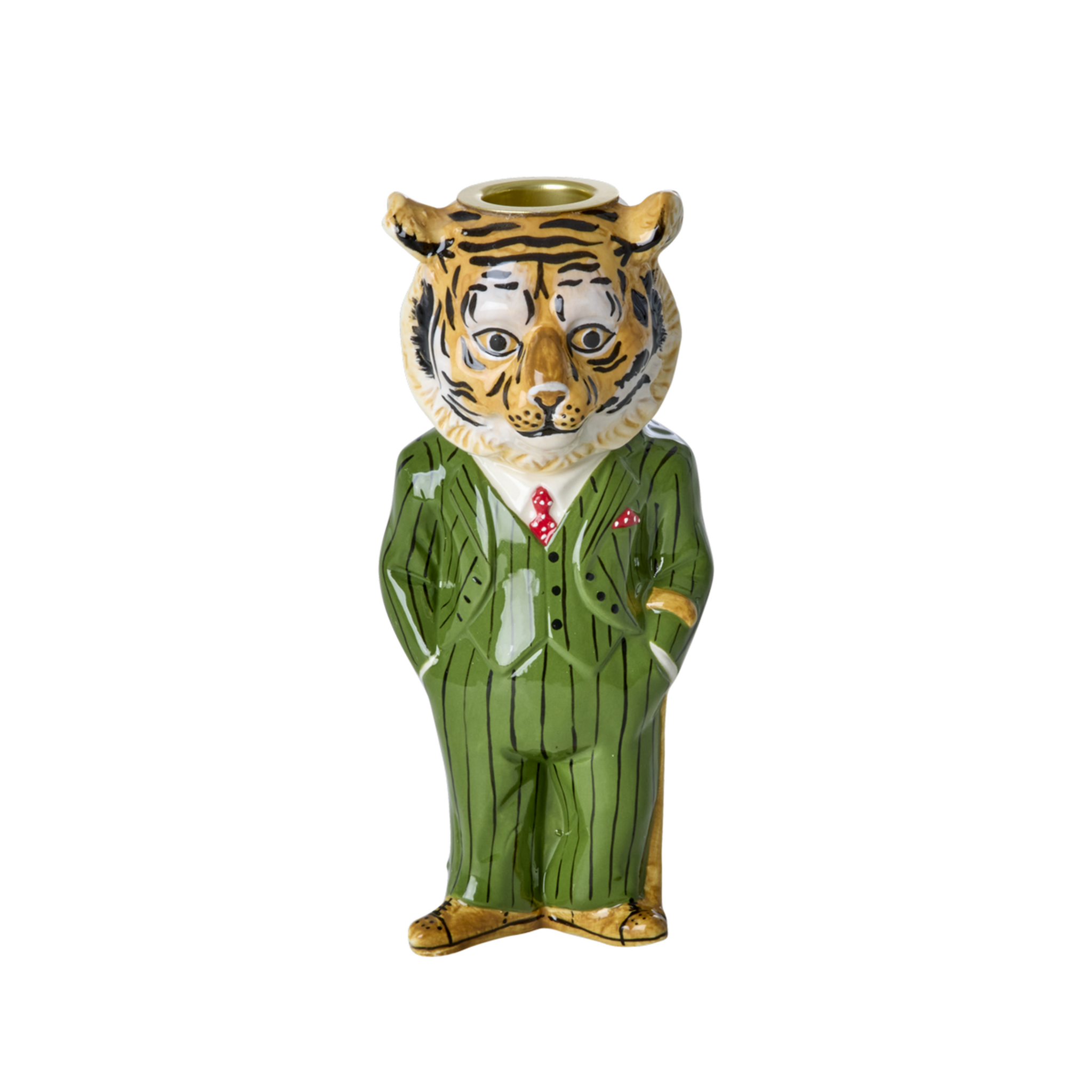 Tiger Keramik Kerzenhalter Nathalie Lété, grün 