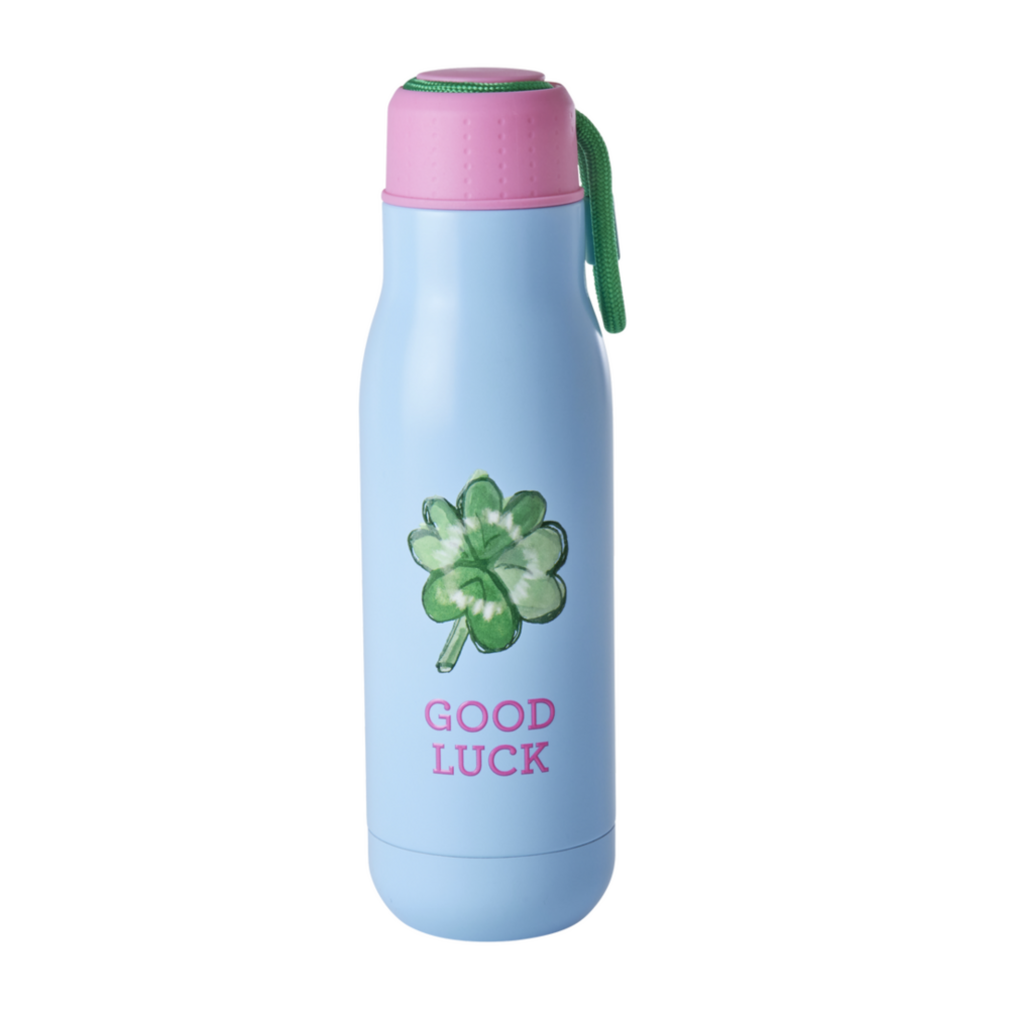 Thermosflasche Good Luck, hellblau 