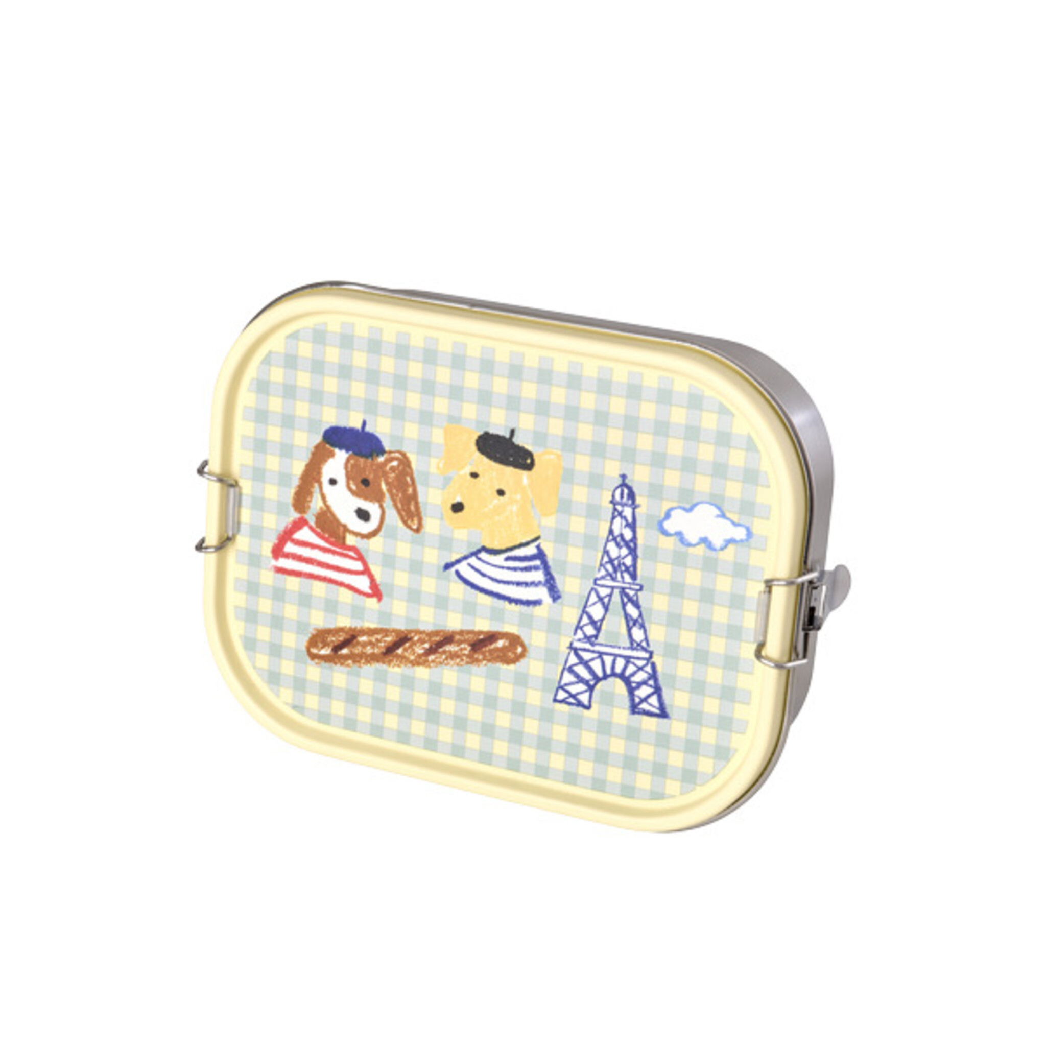 RICE Kinder Brotdose aus Edelstahl Kids in Paris, blau 