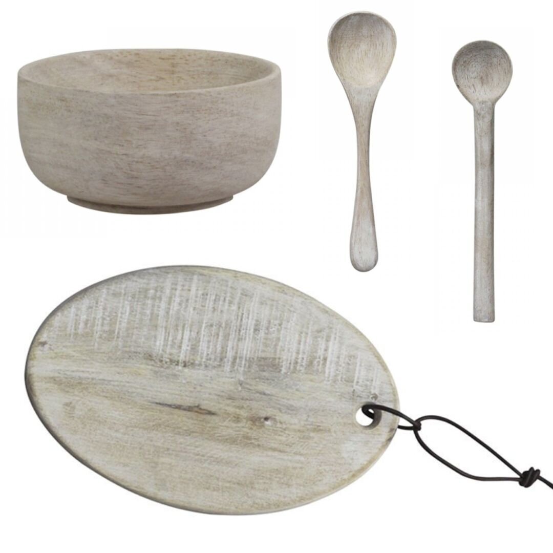 Laon Set aus Mangoholz, natur 
