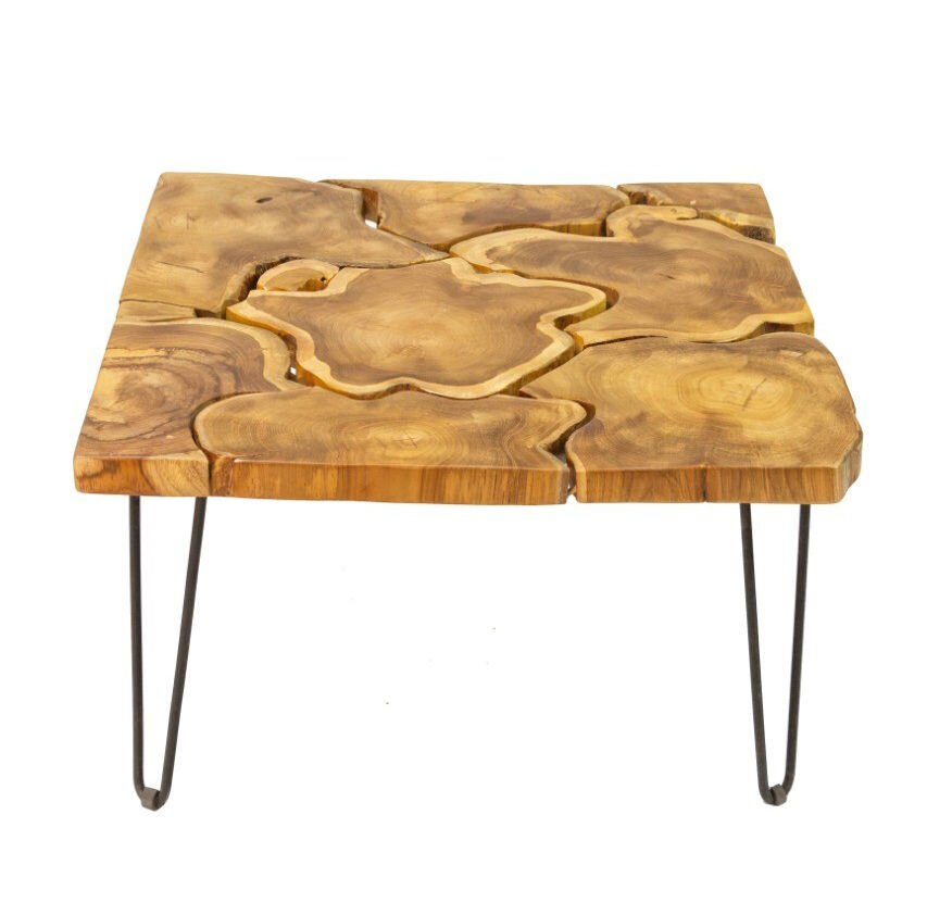 Quadratischer Couchtisch aus recyceltem Holz, natur 