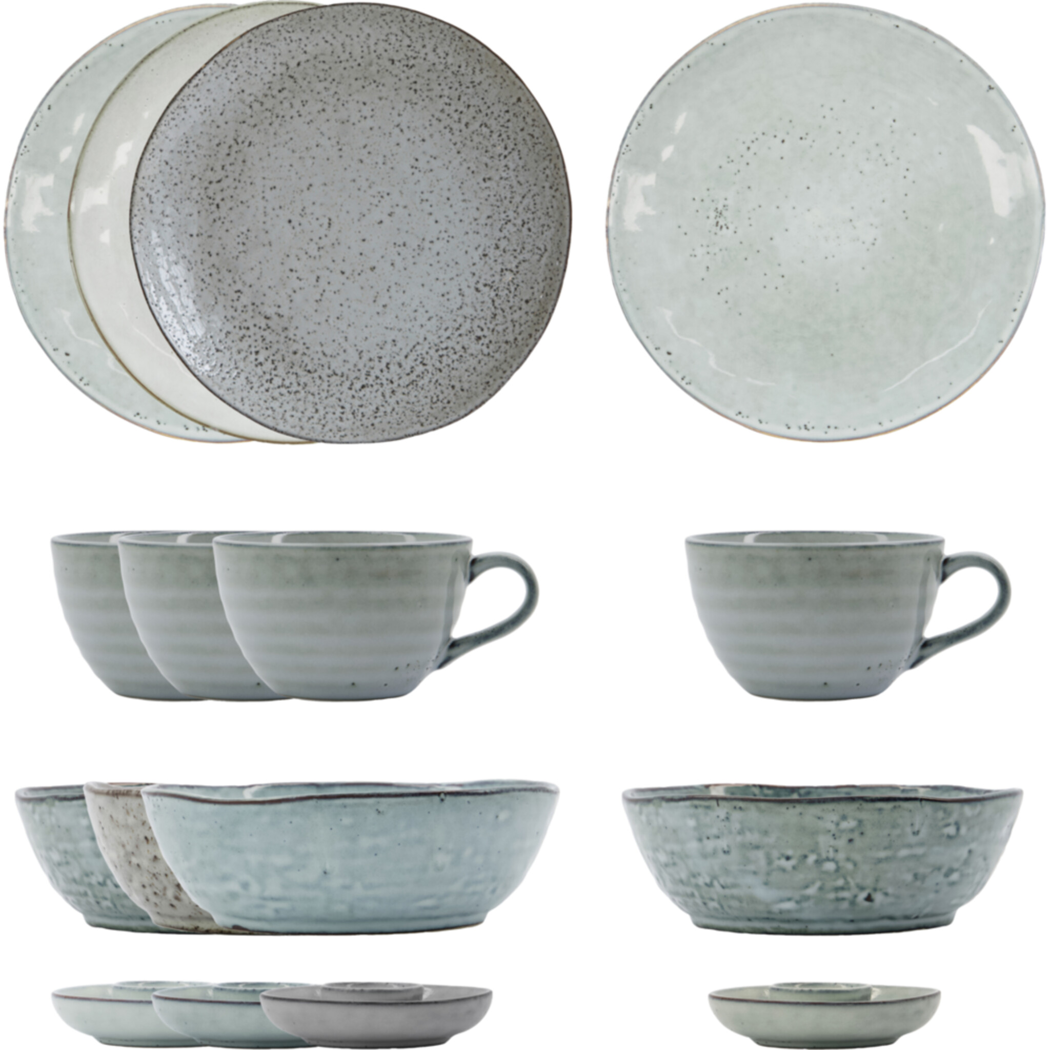 Brunch Kit, Geschirr-Set Rustic, grau 
