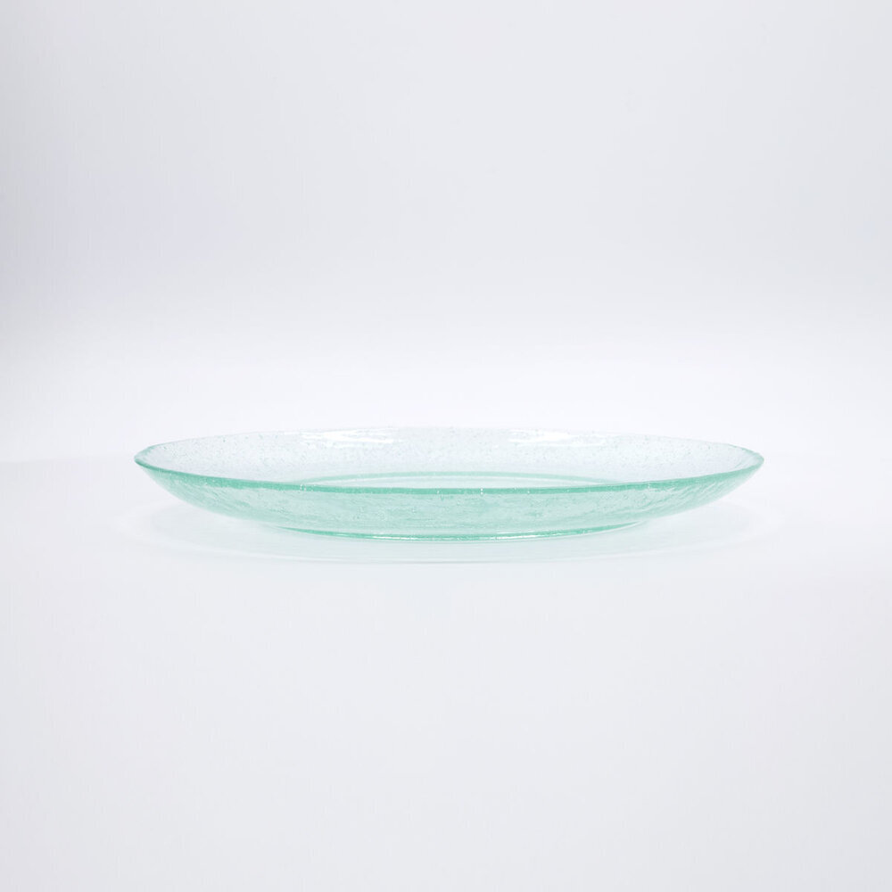 Großer Teller aus Glas Rain 2er, aqua 