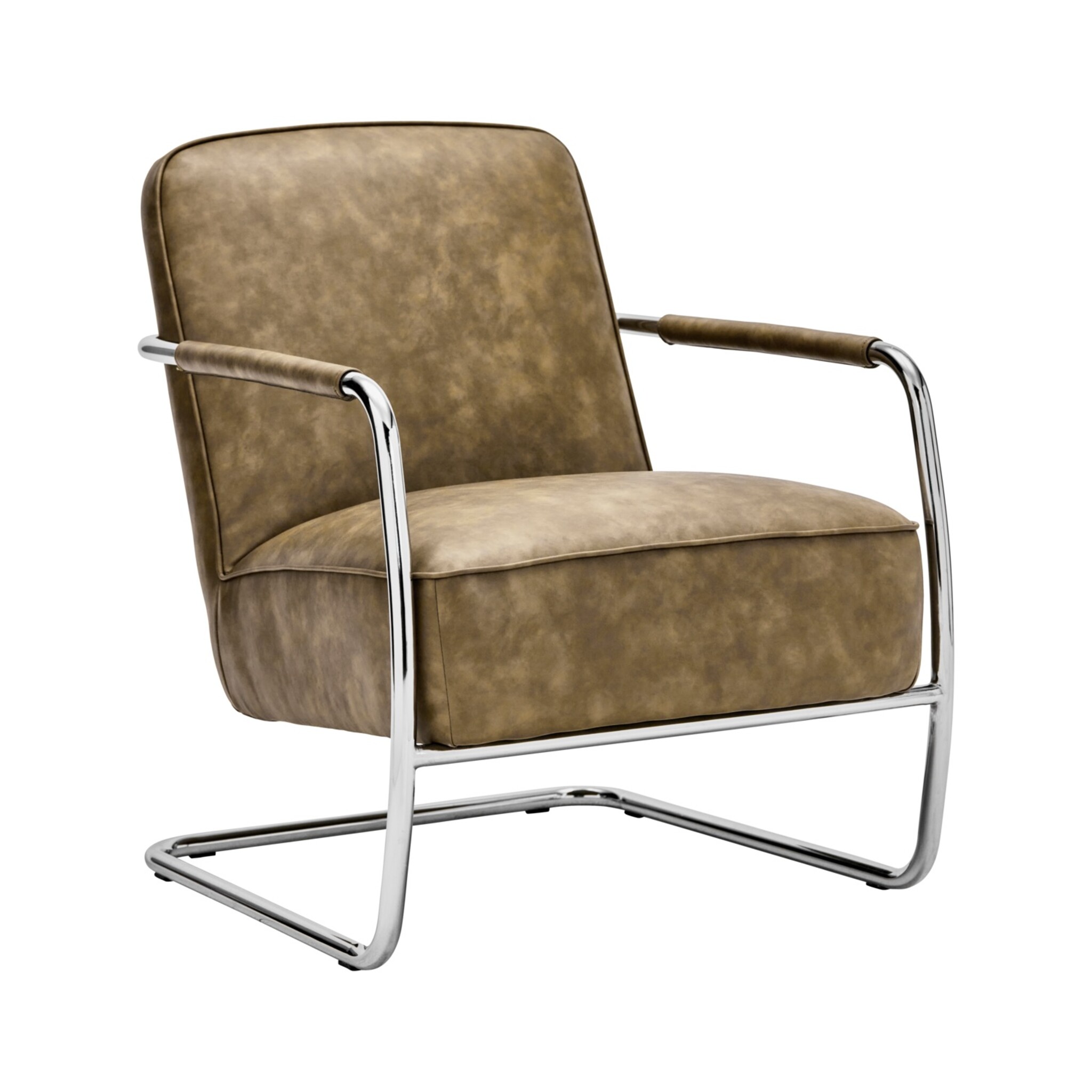 Lounge-Sessel Comma, Kunstleder, khaki 